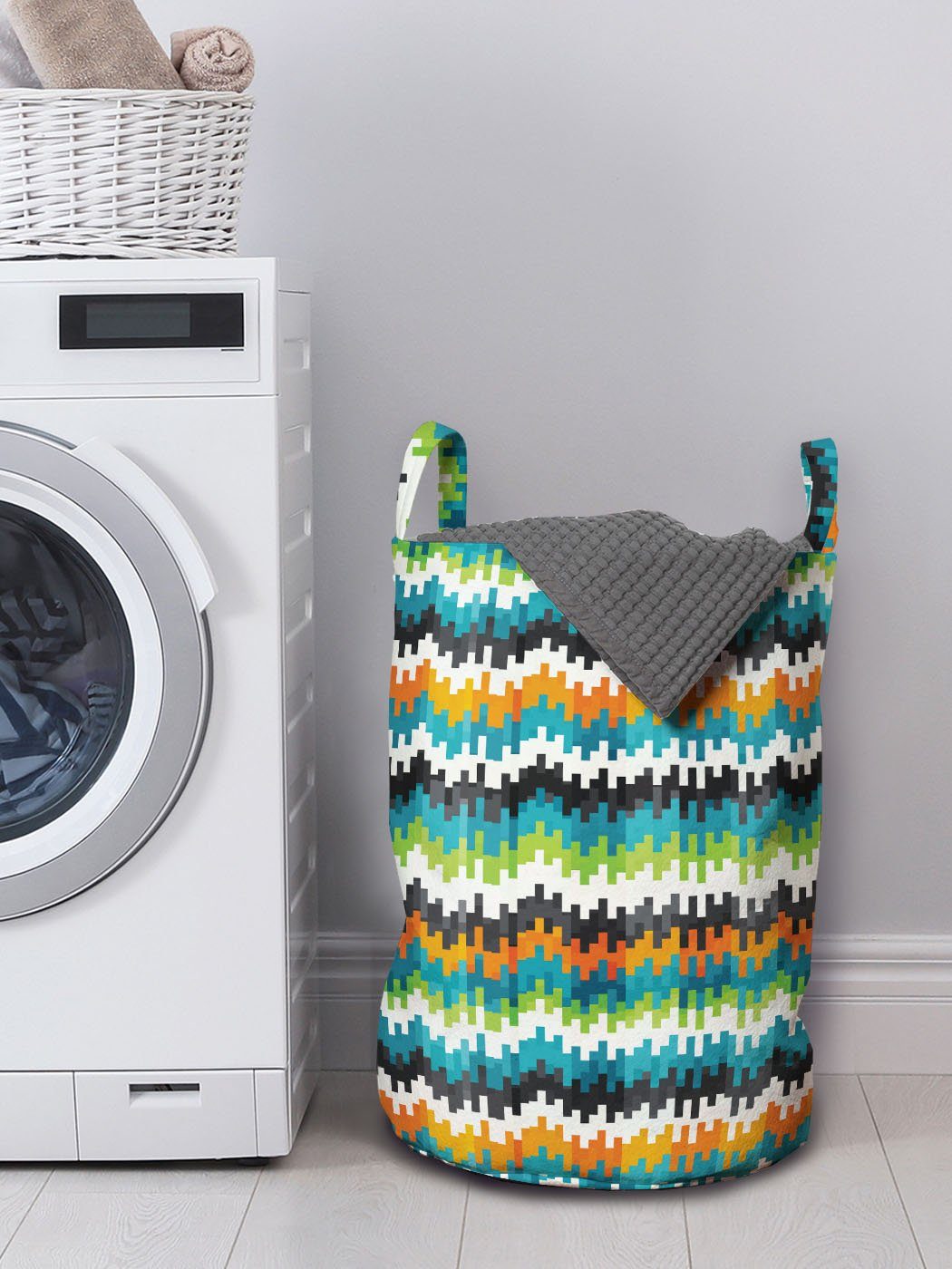 mit Motiv Wäschesäckchen Geometrisch Abakuhaus Kordelzugverschluss Wäschekorb Forms für Waschsalons, Griffen Trippy