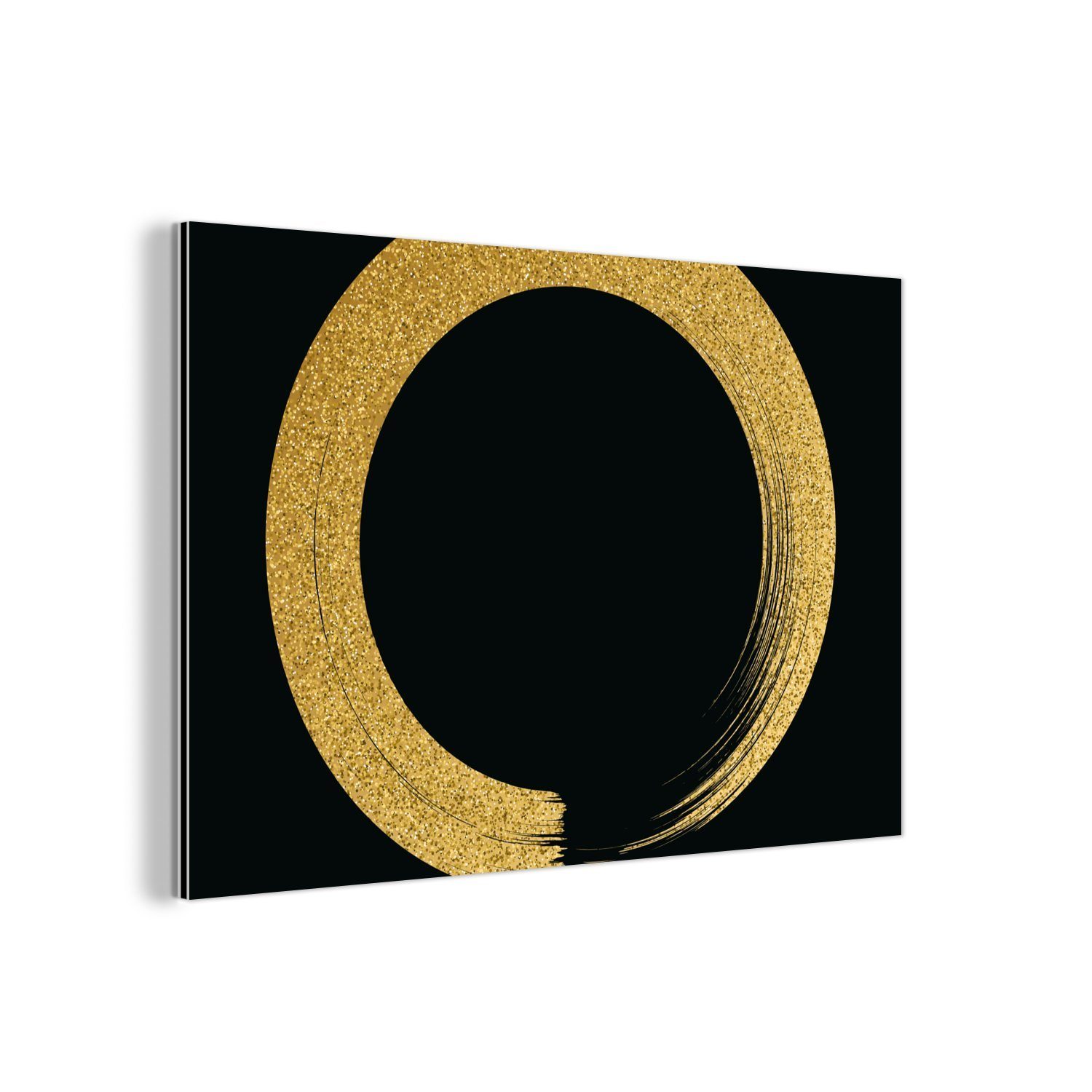MuchoWow Metallbild Kreis aus goldenem Glitter günstig online kaufen