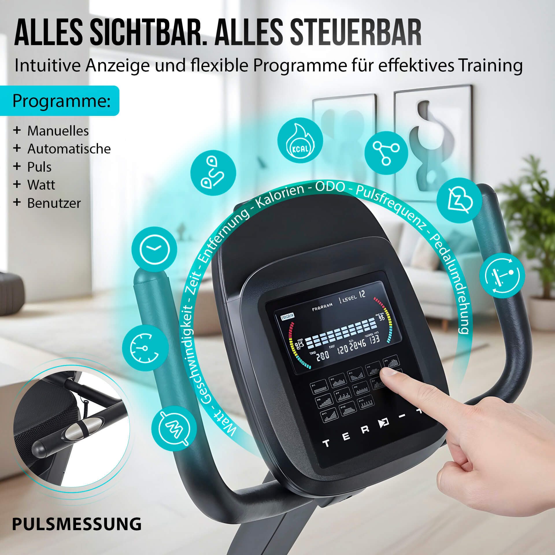 Christopeit Sport® Liege-Ergometer Sitz-Ergometer RS 4000 (BT-Empfänger für drahtlosen Pulsmessgurt im Computer enthalten), 150 kg max. Benutzergewicht, Fahrrad, 32 Widerstandsstufen