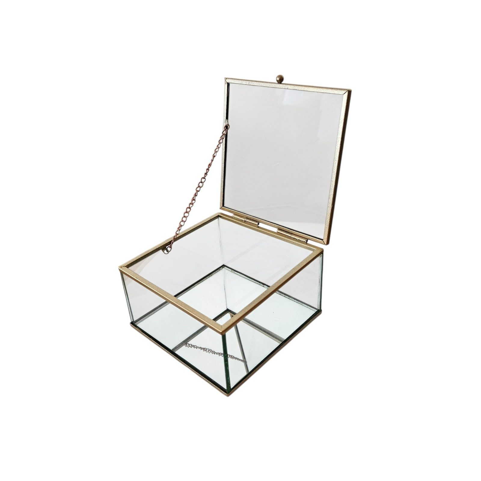 FEPA GmbH Schmuckkasten Jewel Box Schmuckschatulle Ringbox Glas + Metall 12x12cm