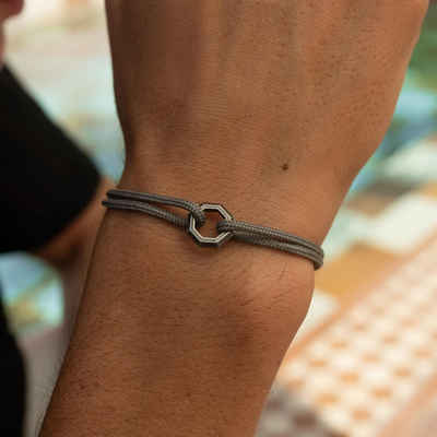 Made by Nami Armband Herren & Damen Surfer Segeltau Armband Grau, Handgemacht & Geflochten - Maritimes & Minimalistisches Armband