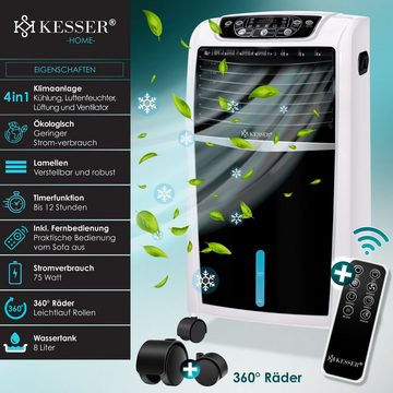 KESSER Turmventilator, 4in1 Mobile Klimaanlage Fernbedienung Klimagerät Ventilator