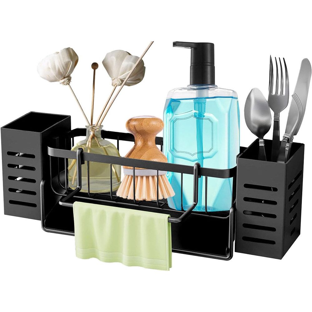 NUODWELL Küchenorganizer-Set Küchen Spülbecken Organizer, Mit Handtuchhalter und Хранилищаsbox