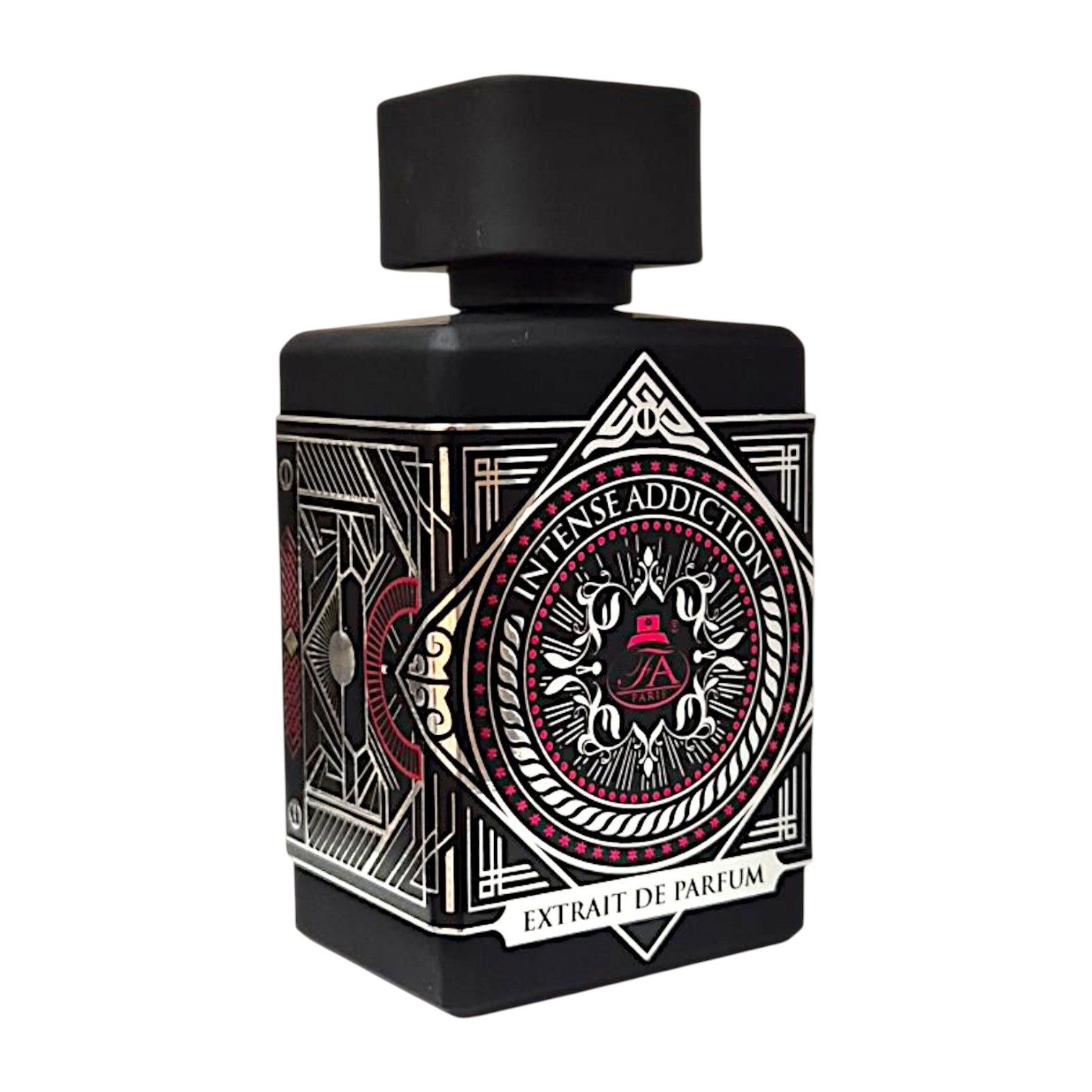 Fragrance World Duft-Set Intense Addiction Extrait de Parfum 80ml + Parfümzerstäuber (leer) Set