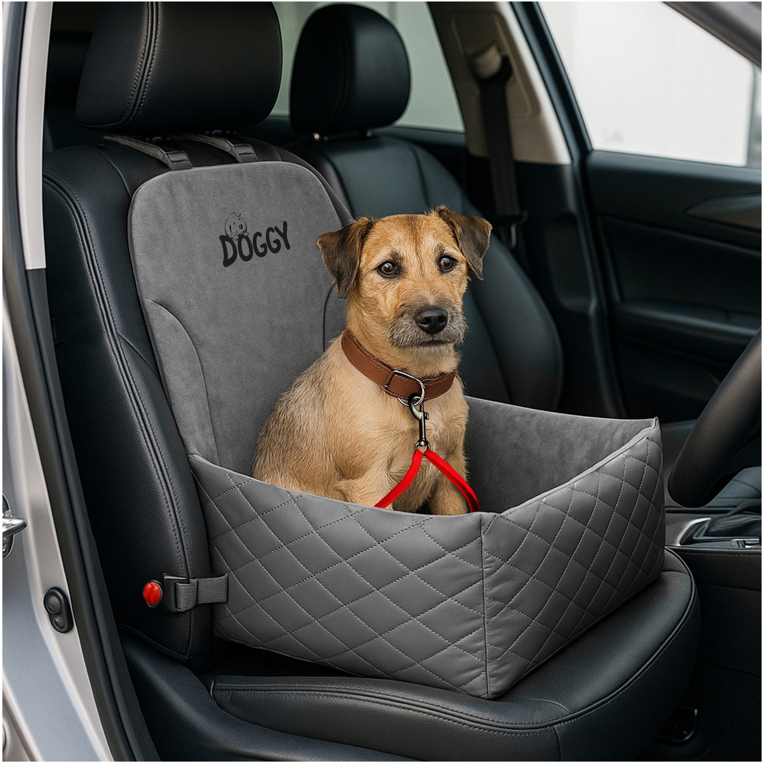 Hobbydog Tier-Autobett Rock Autositz für Hunde und Katzen mit Sicherheitsleine, abnehmbarer Bezug, Antirutschboden, kleine Hunde & Katzen