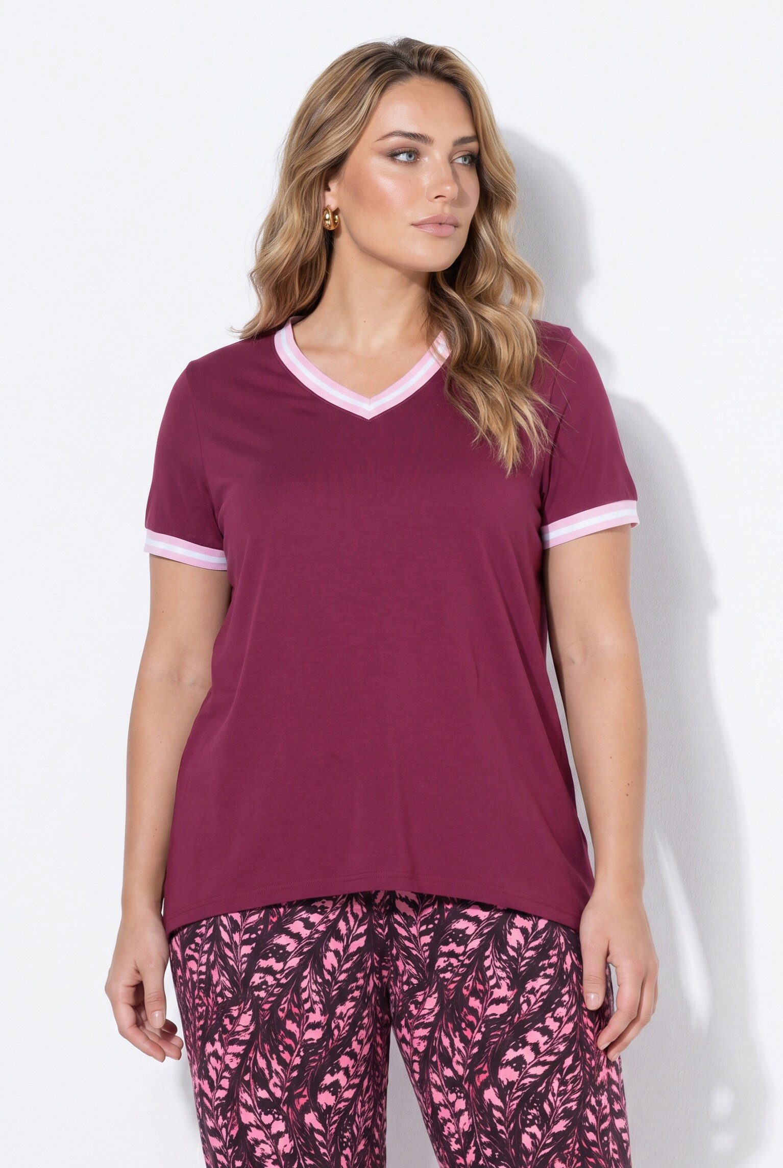 MIAMODA T-Shirt T-Shirt A-Linie Streifenbündchen gerundeter Saum