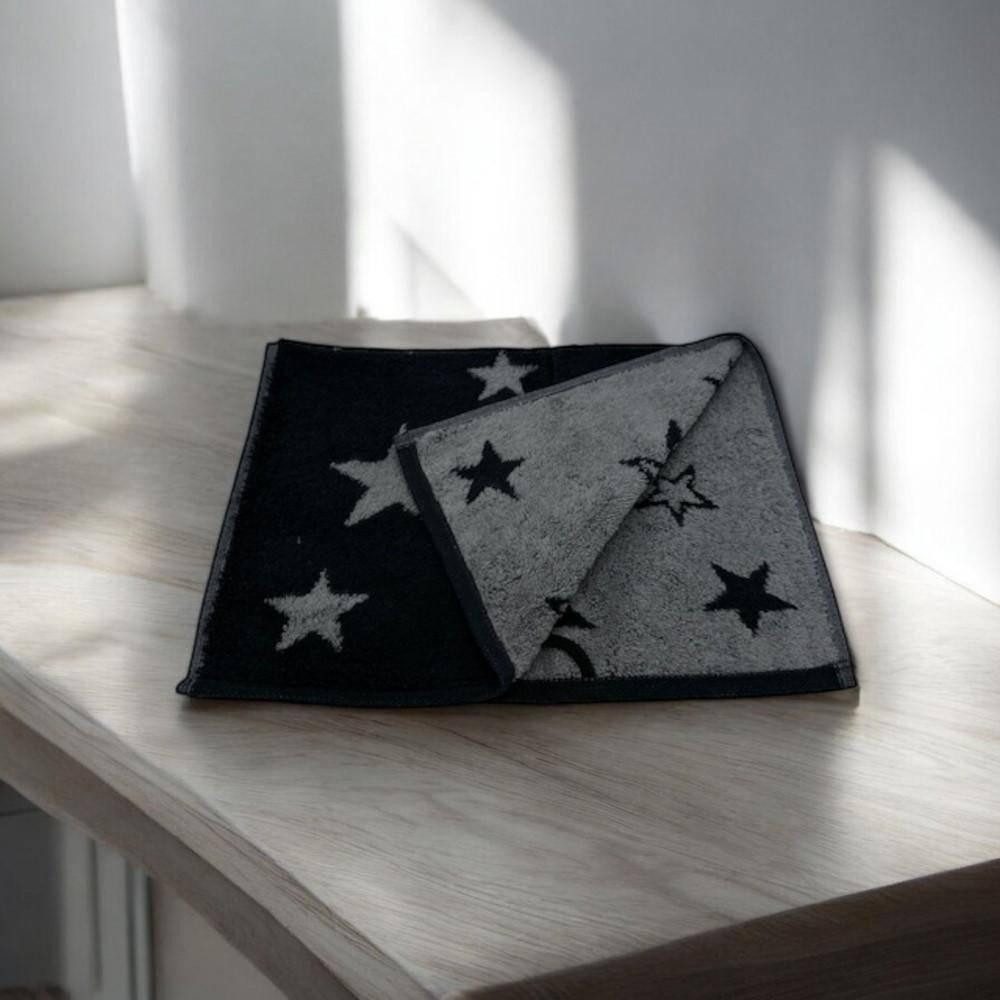 Cawö Home Gästehandtuch Christmas Edition 792 Sterne Schwarz-Grau, 100% Baumwolle