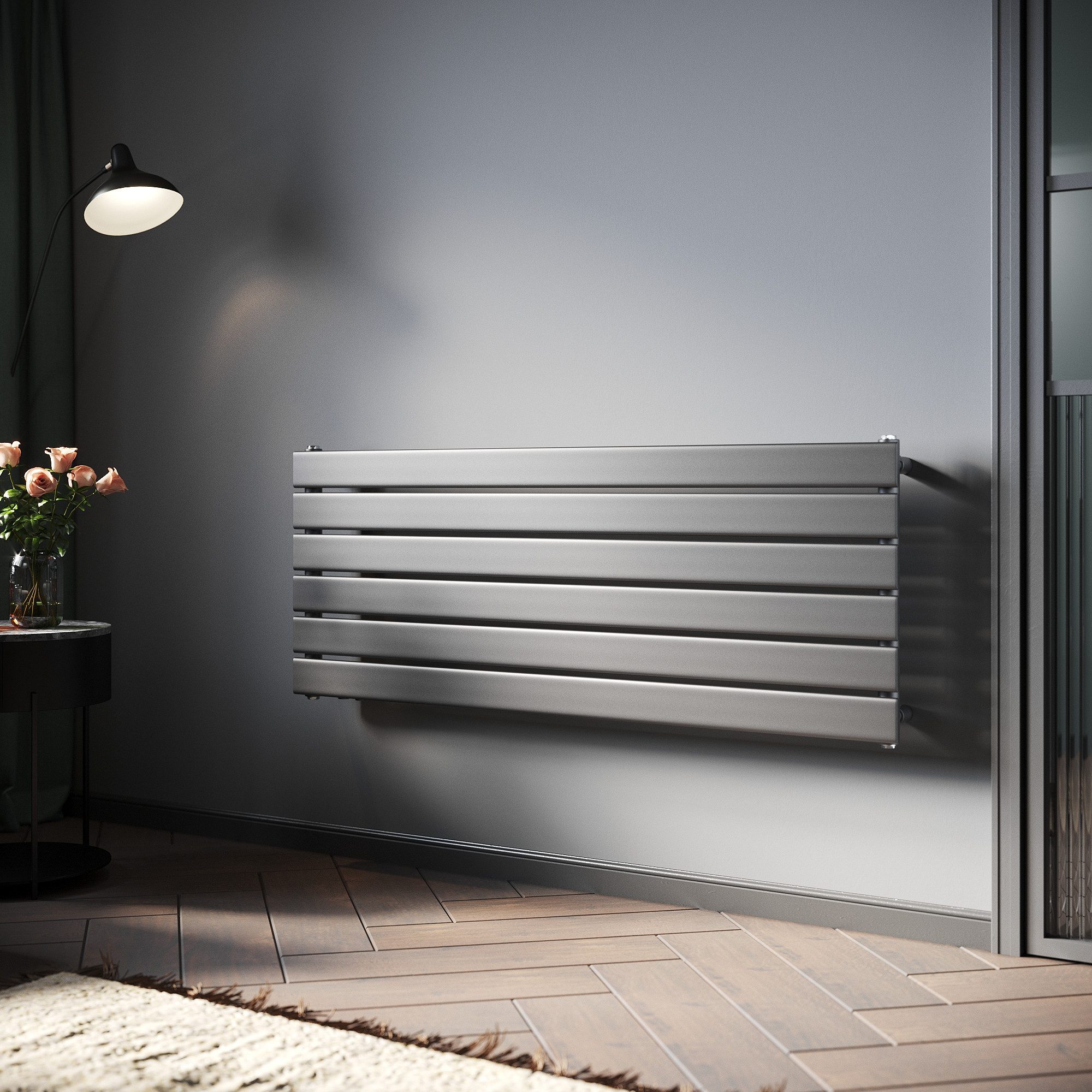 SONNI Heizkörper Heizkörper Wasserbeheizte Heizkörper,Breite 1200mm,Schwarz günstig online kaufen