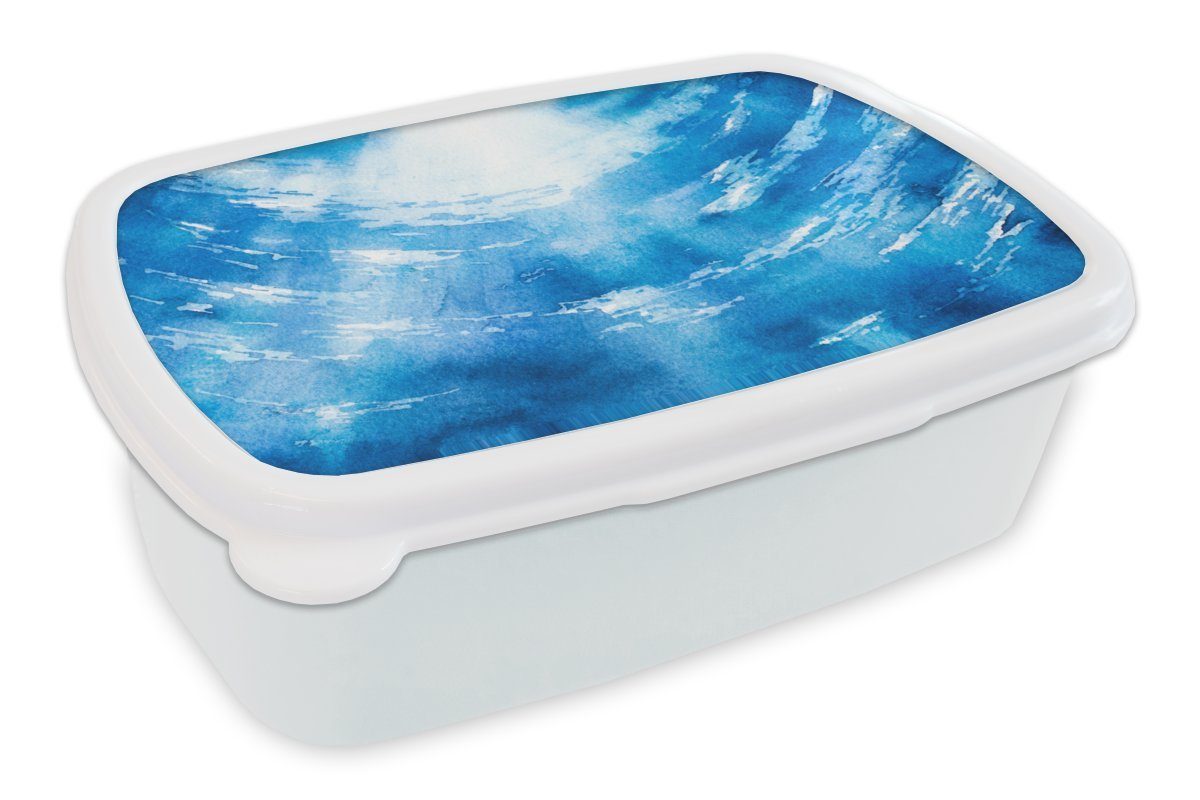 MuchoWow Lunchbox Wasser - Meer - Sonne, Kunststoff, (2-tlg), Brotbox für Kinder und Erwachsene, Brotdose, für Jungs und Mädchen weiß