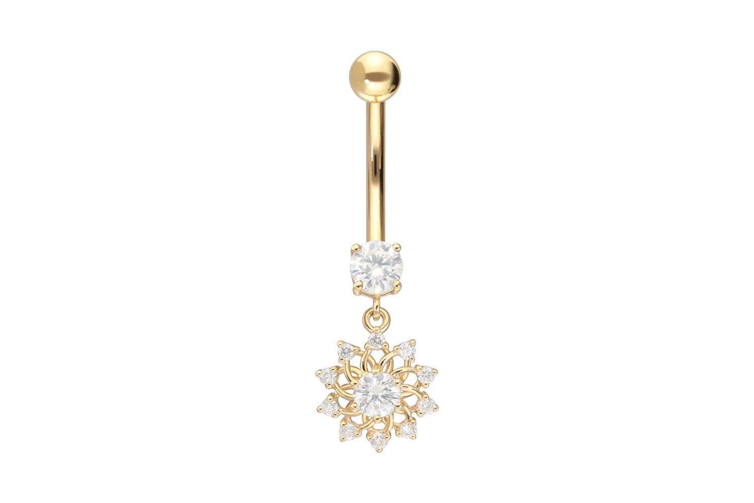 Bauchnabelpiercing 18 Karat Gold Bananabell MOISSANIT-BLUME