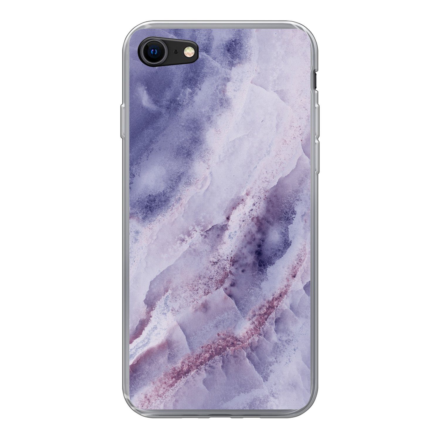 MuchoWow Handyhülle für Apple iPhone 8 Naturstein - Lila - Edelsteine und Mineralien, Smartphone-Bumper, Print, Handy Schutzhülle Dünn