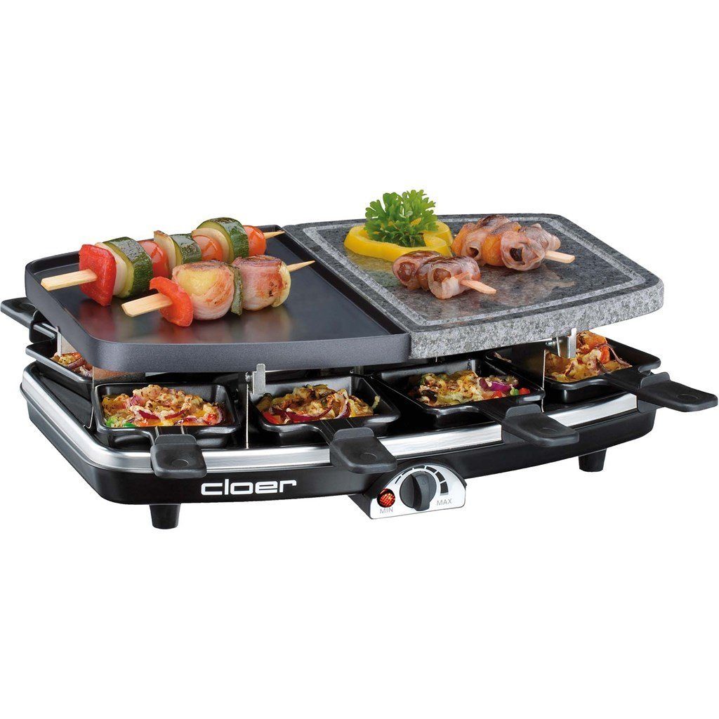 Cloer Раклетници 6435 Раклетници-Grill mit 8 Pfännchen schwarz