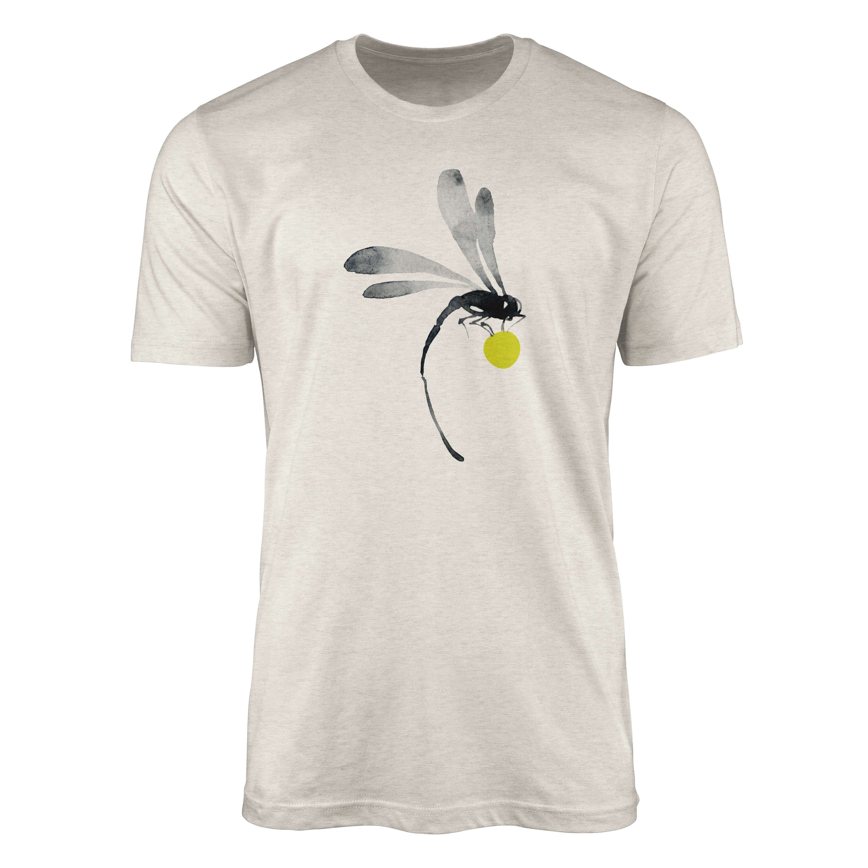 Herren Farbe Aquarell Nachhaltig Sinus Shirt T-Shirt Bio-Baumwolle Organic Libelle Art Ökomode 100% Motiv (1-tlg) T-Shirt