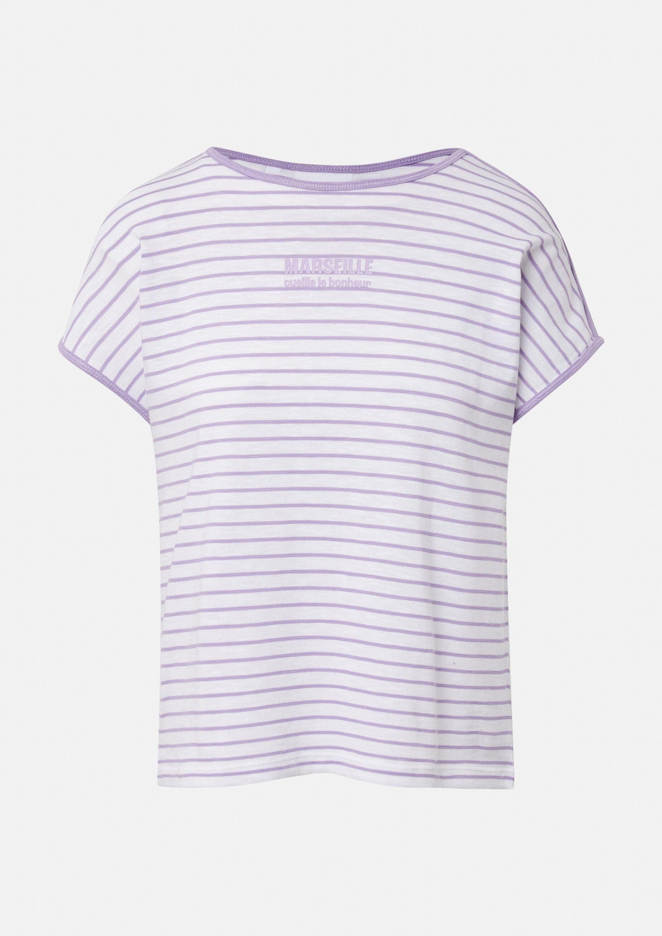 comma Kurzarmshirt T-Shirt Gestreiftes T-Shirt aus Baumwollmix