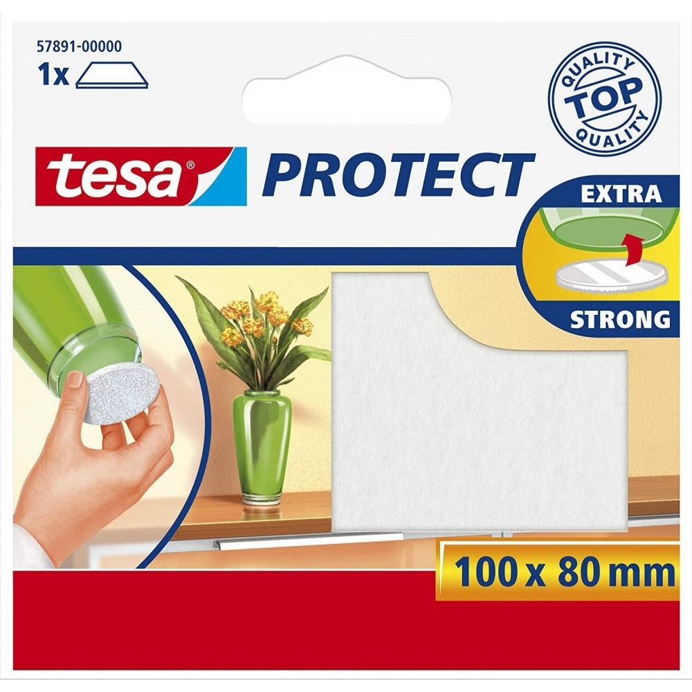 tesa Bodenschutzmatte Tesa Protect Filzgleiter 100 x 80mm weiß, Hochwertige Filzgleiter von Tesa