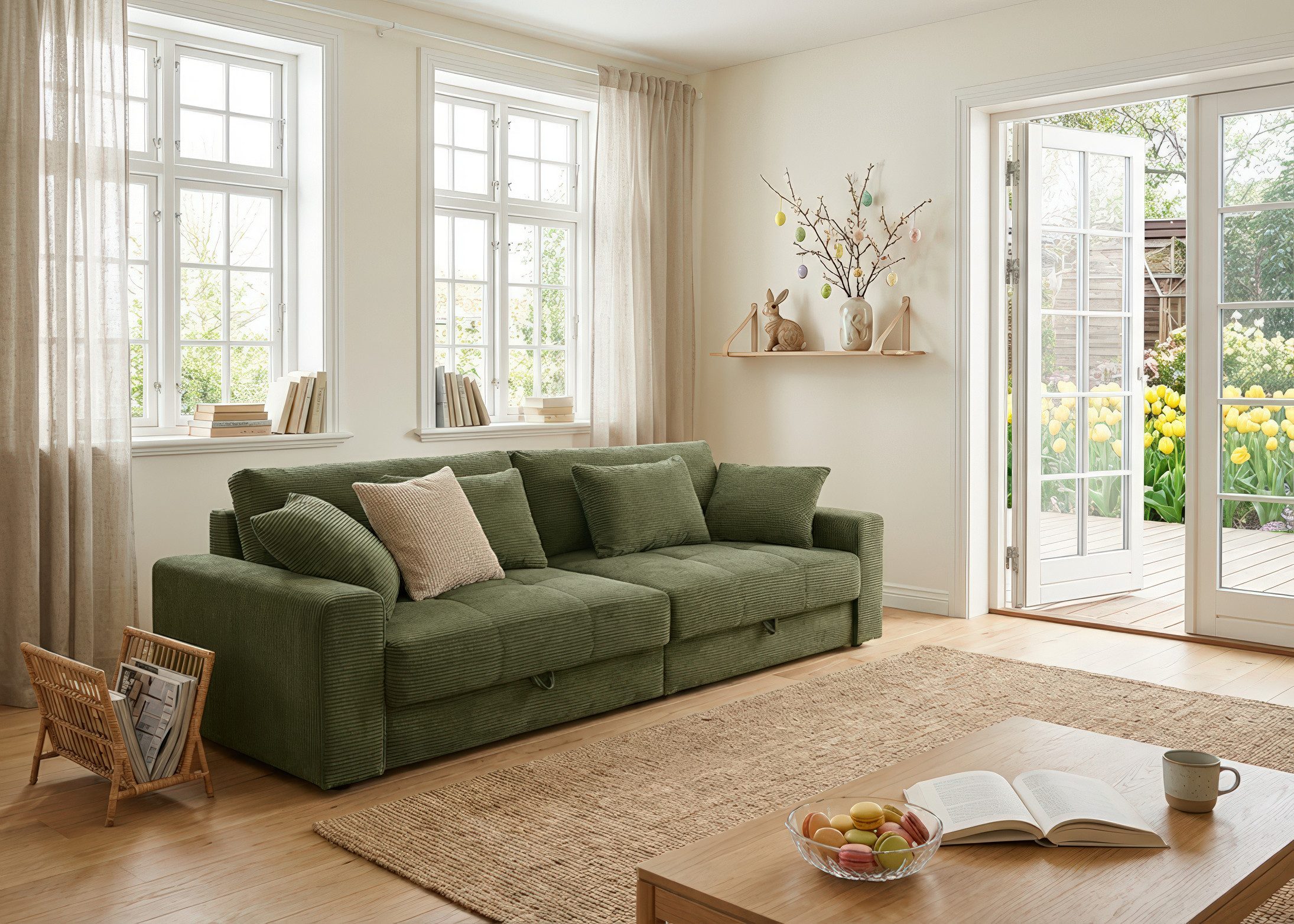 Jockenhöfer Gruppe Big-Sofa Space XL, B: 284 cm, Mega-Sofa mit Bettkasten & 4 Zierkissen