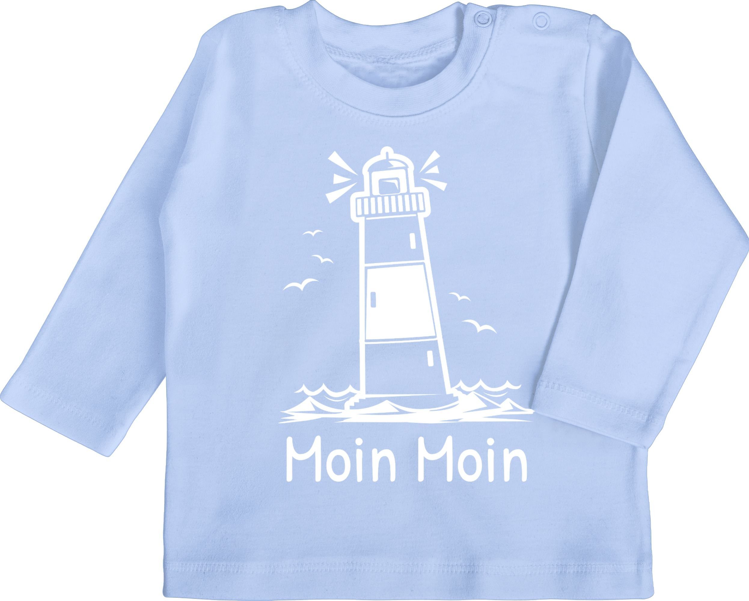 Shirtracer - Moin Moin Sprüche Baby T-Shirt 3 Leuchtturm Babyblau