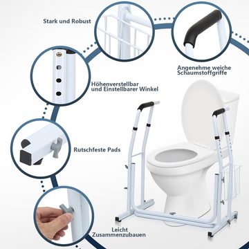 Clanmacy WC-Aufstehhilfe WC-Aufstehhilfe Toilettenstütze Stabil inkl. Ablagekorb Rutschfest