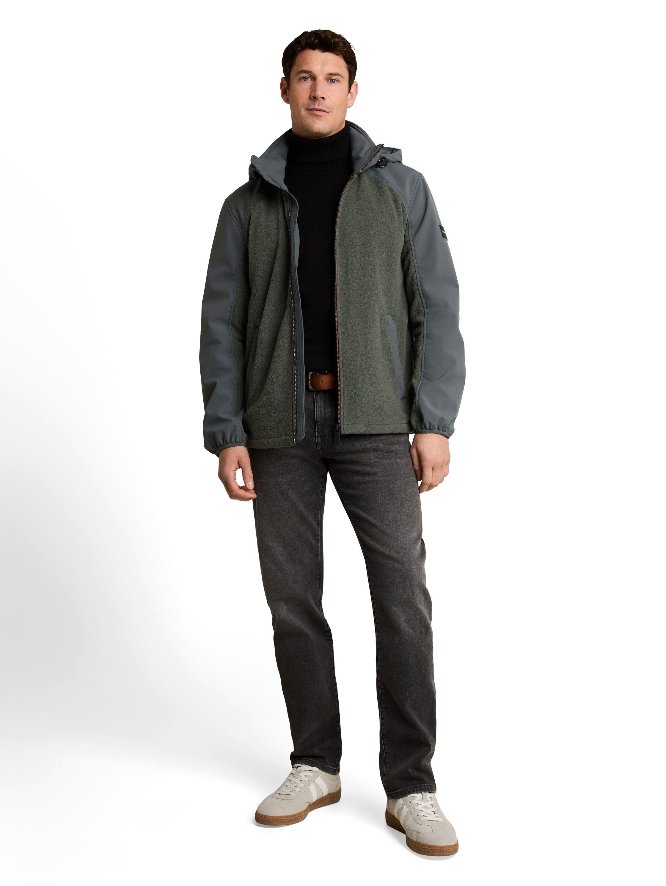 TOM TAILOR Softshelljacke mit Fleece-Einsatz und Kapuze