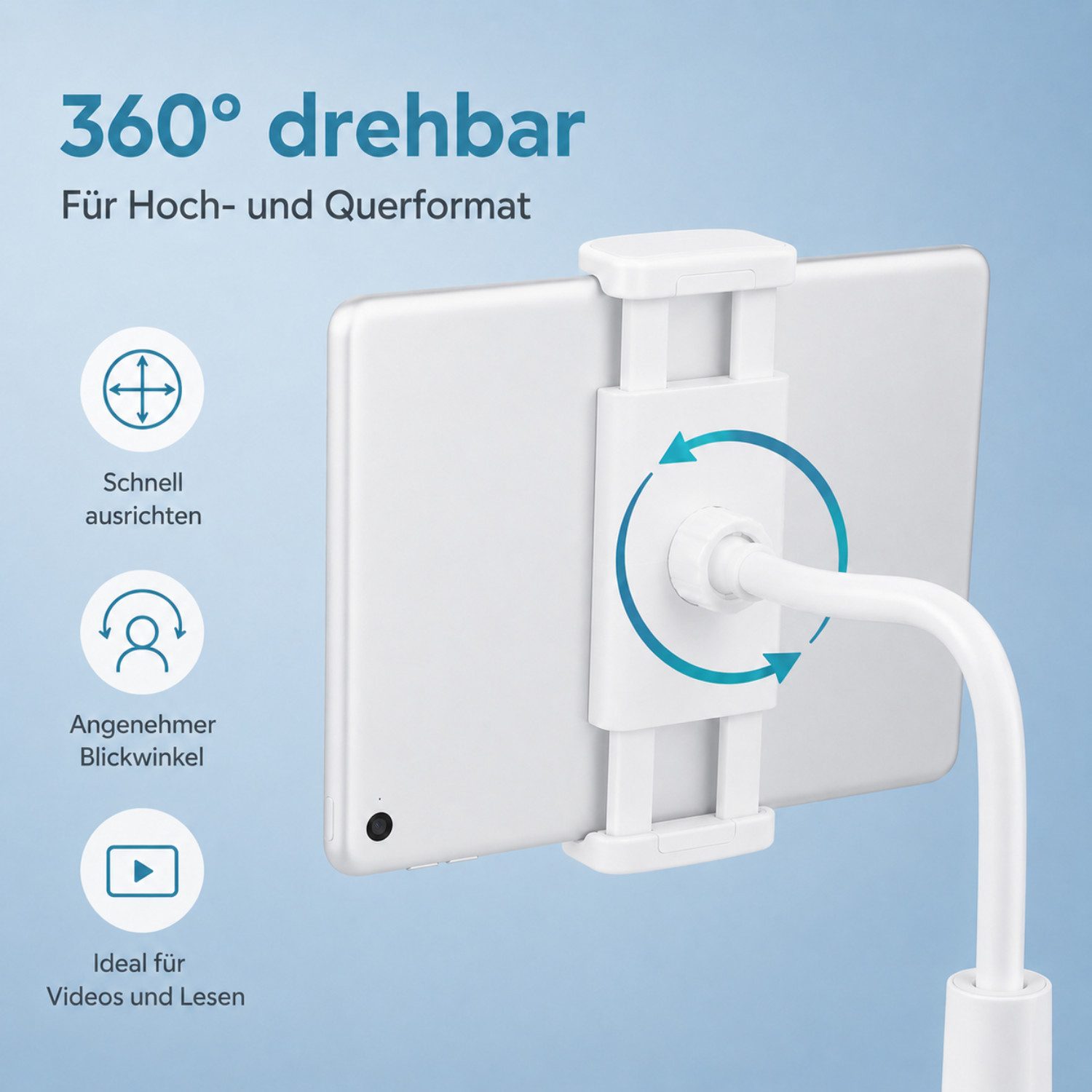 Fyrove Handy-Halterung Flexibler Schwanenhals Handyhalter mit Klemme, (360° drehbar Gooseneck Halterung für Bett & Schreibtisch, Praktisches Geschenk zum Geburt – Bild 2 von 5
