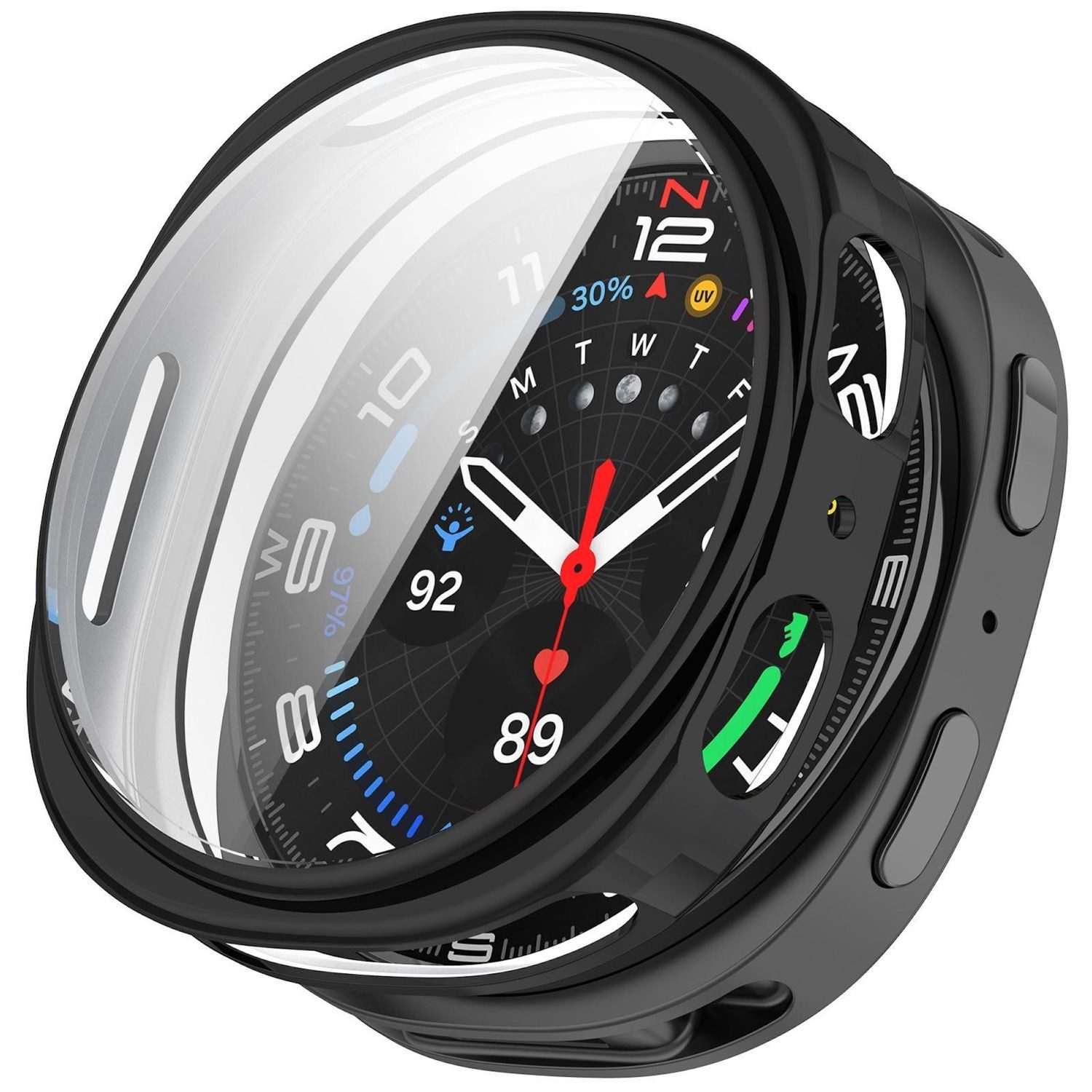 Wigento Smartwatch-Hülle TPU für Samsung Galaxy Watch 9 8 44mm Electroplated Full Cover Schwarz, Full TPU Schutzhülle, nahtlose Passform