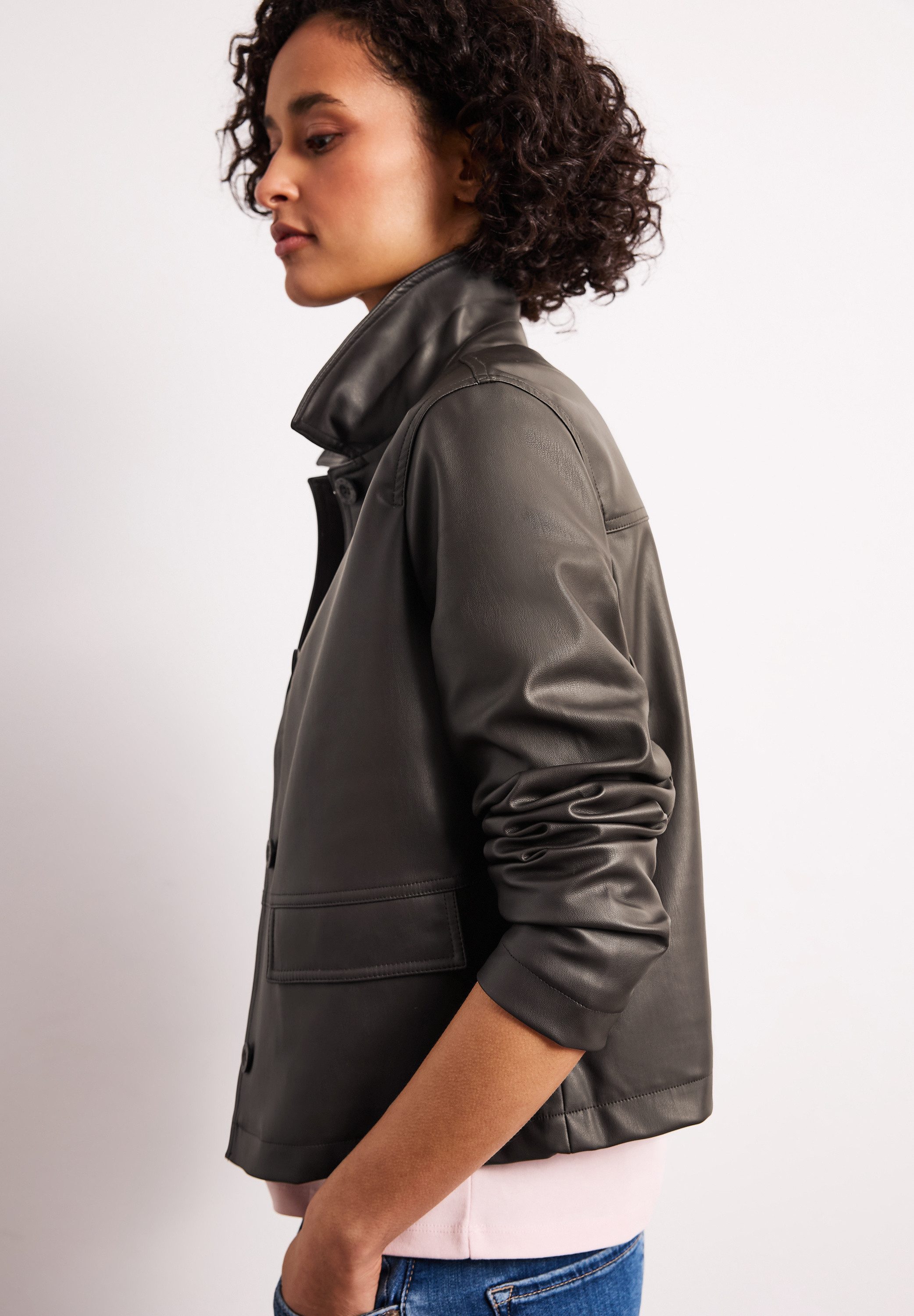 STREET ONE Blouson im Leder-Look mit Knöpfen