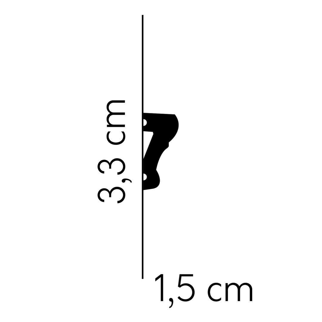PROVISTON Zierleiste Polystyrol, 15 x 33 x 2000 mm, Weiß, Wandleiste, Klebe günstig online kaufen