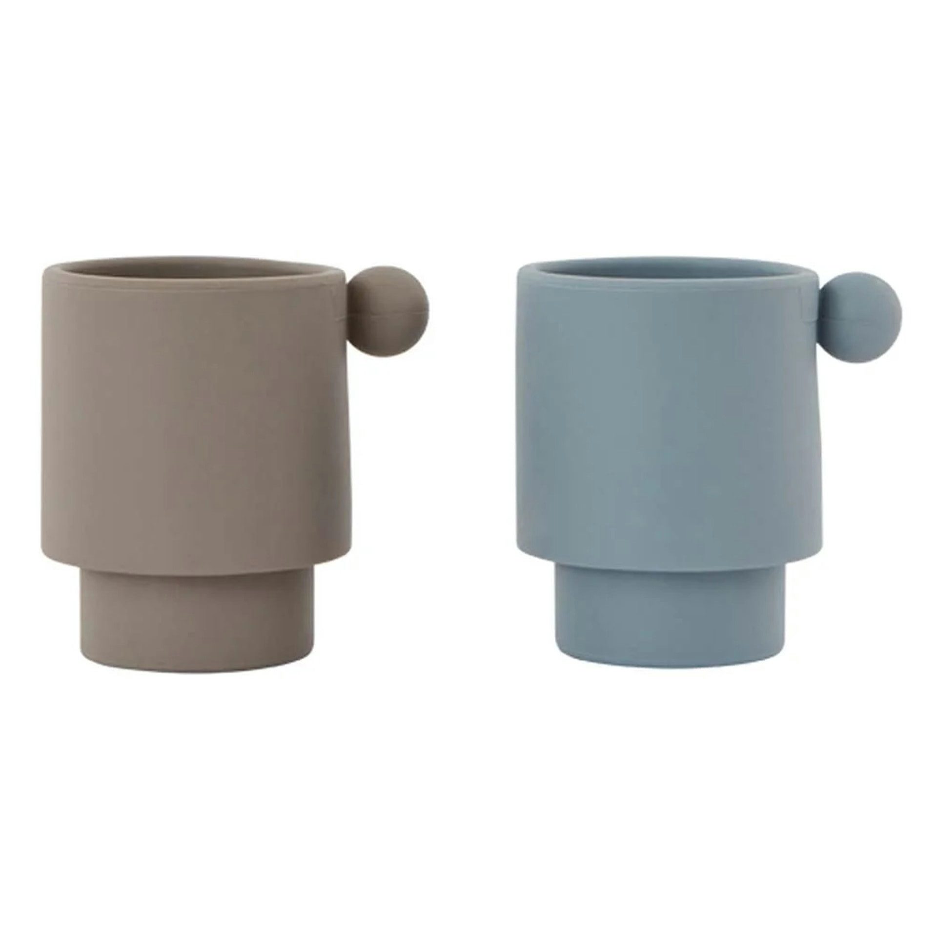 OYOY Kinderbecher Kinder Becher-Set Tiny Inka Silikon hellblau grau, Silikon