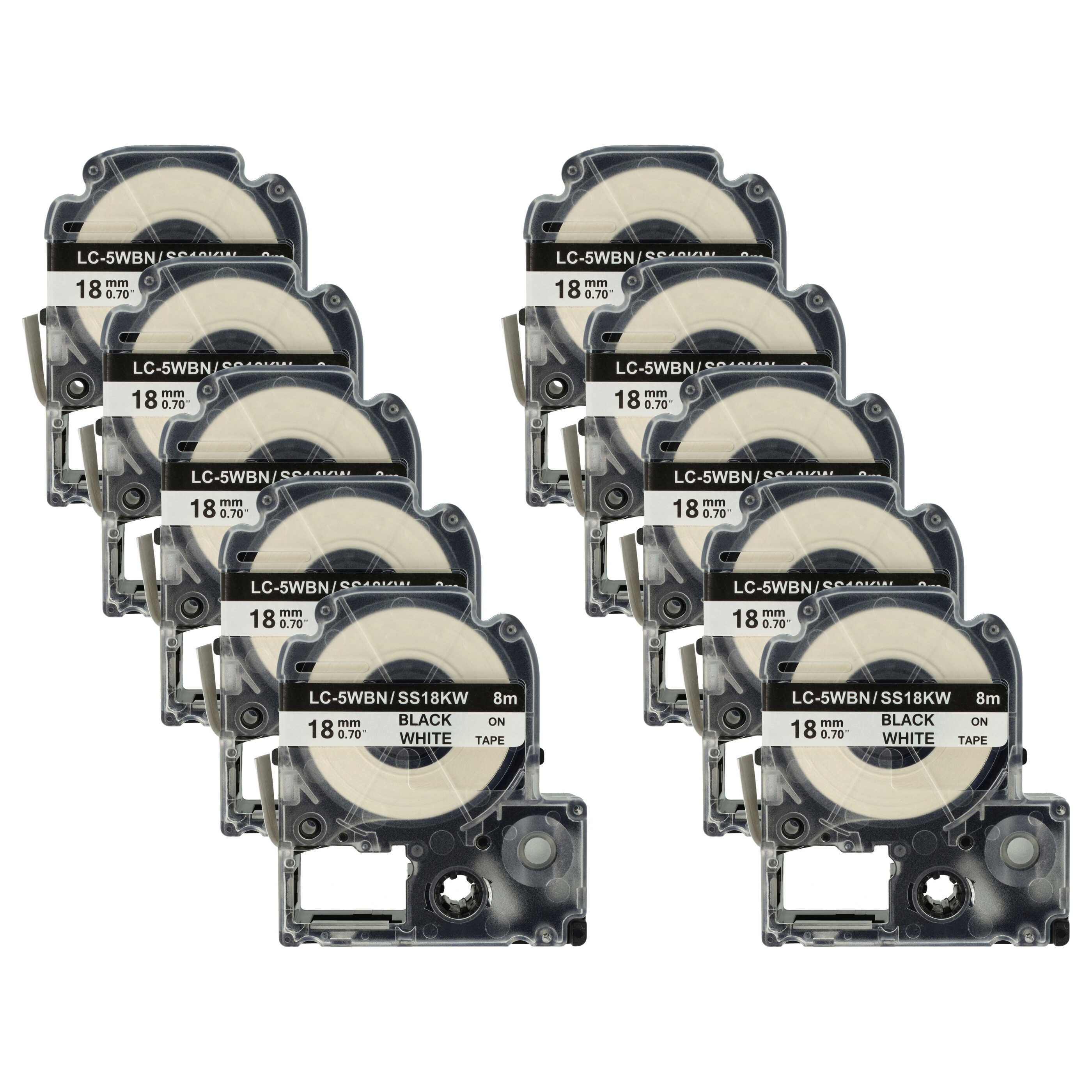 Beschriftungsband passend für KingJim SR-PBW1, SR-RK1, SR6700D, SR750, SR950