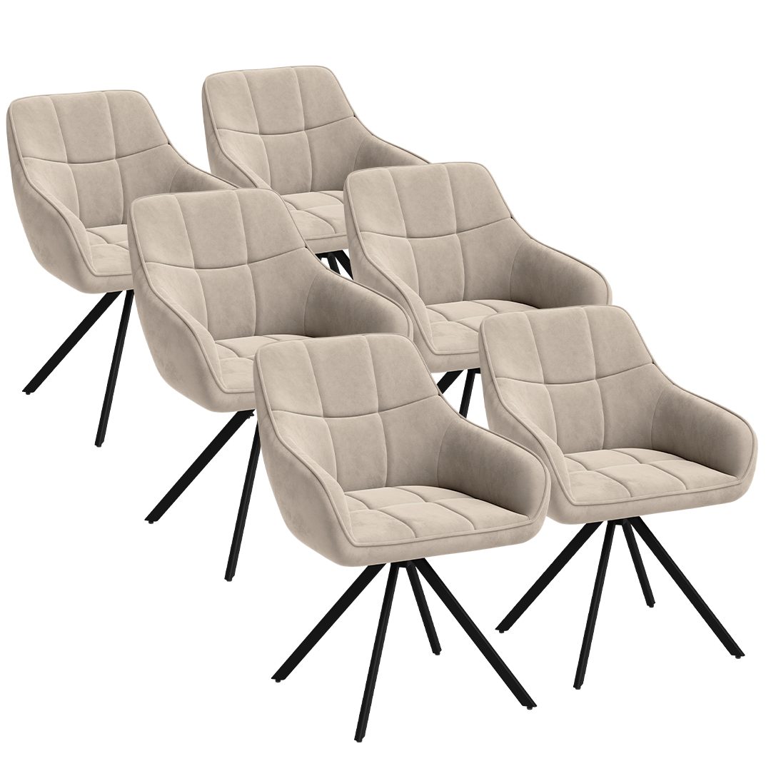 skølm Esszimmerstuhl Sköll Drehstuhl mit Samt-Bezug (6er Set, macchiato, bis 150 kg), Küchenstuhl, höhenverstellbar & drehbar, verfügbar als 2er/4er Set