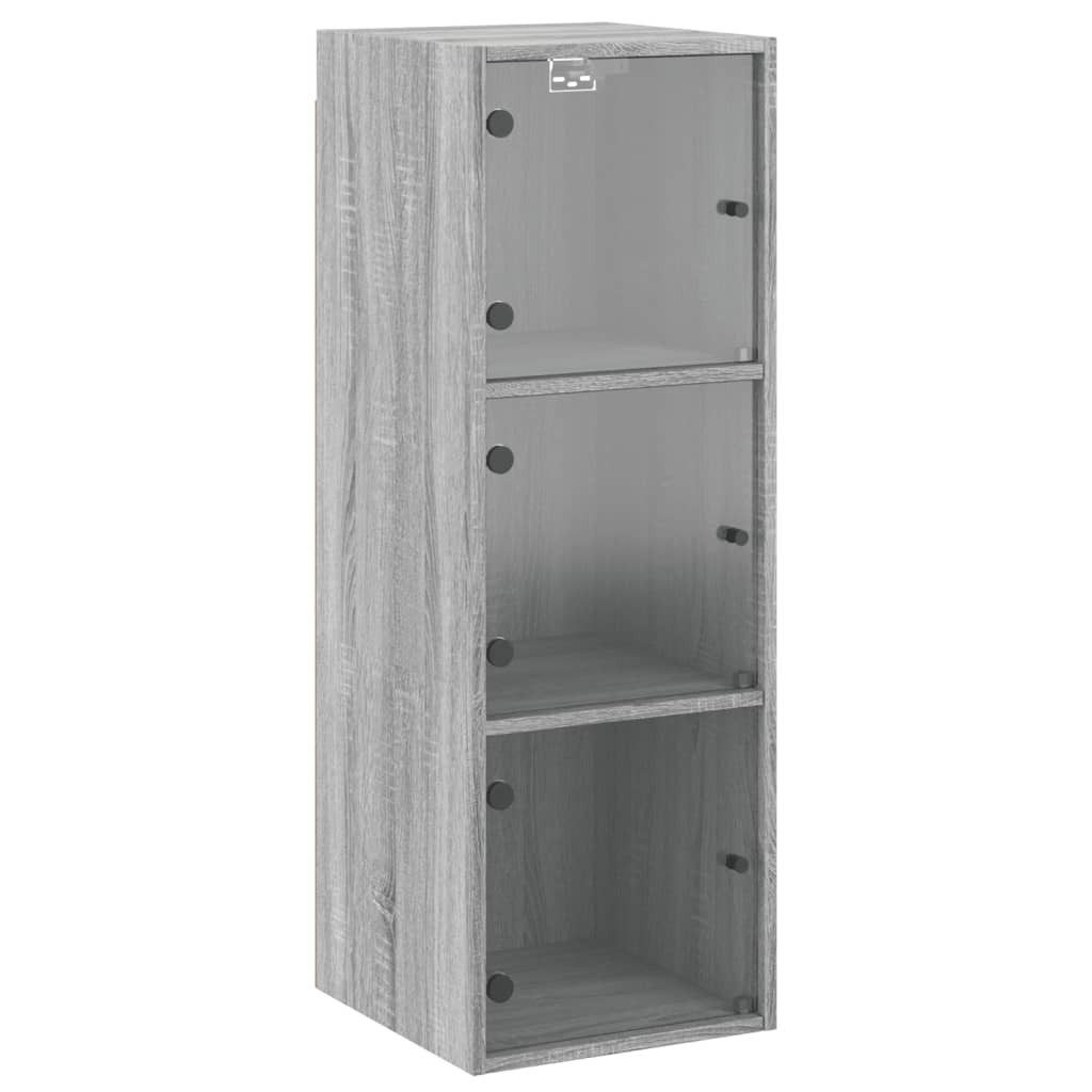 vidaXL Glashängeschrank Wandschrank mit Glastüren Grau günstig online kaufen