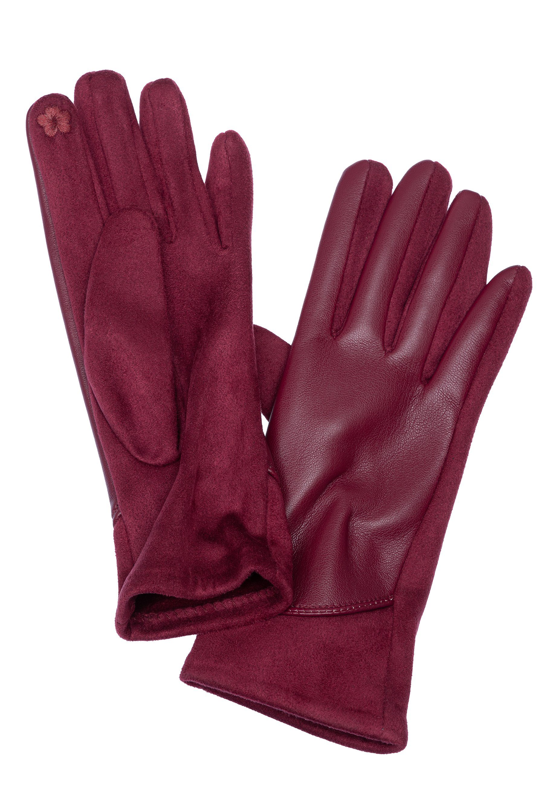 Caspar Strickhandschuhe GLV016 klassisch elegante weinrot Damen Handschuhe uni