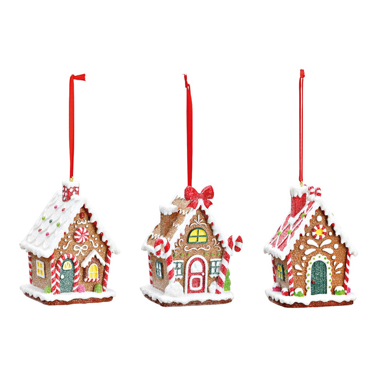 Wurm Weihnachtsfigur 10041627 - 3er Set Hänger Lebkuchenhaus aus Poly, 6 x 10 x 5 cm (1 St)