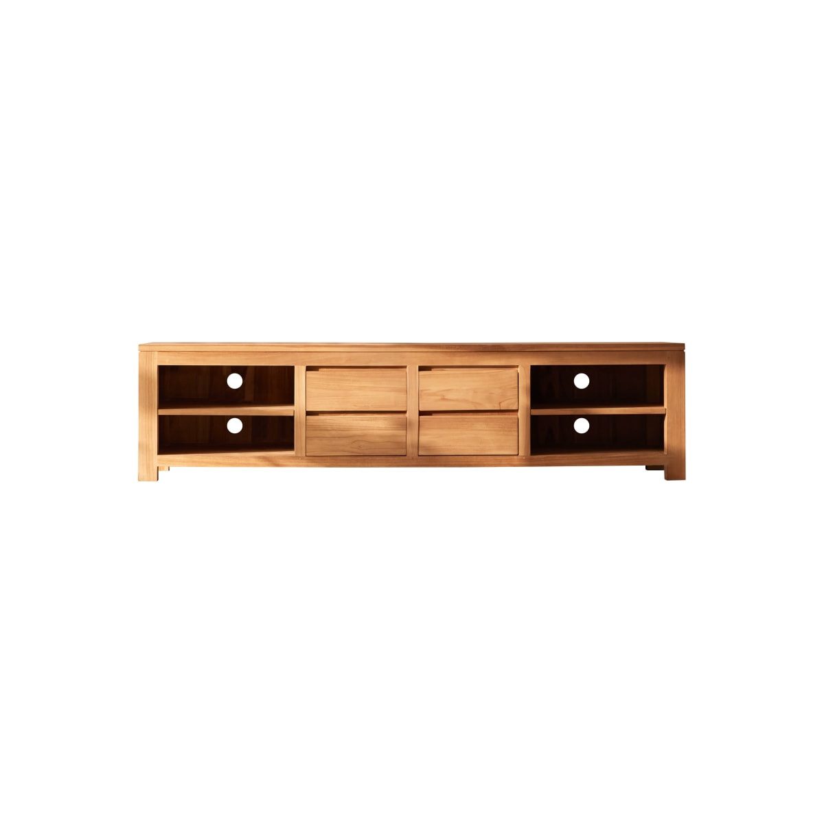 Tikamoon TV-Schrank TV-Bank TV-Rack Hifi Lowboard massivem Teak Sideboard Unterschrank Mas