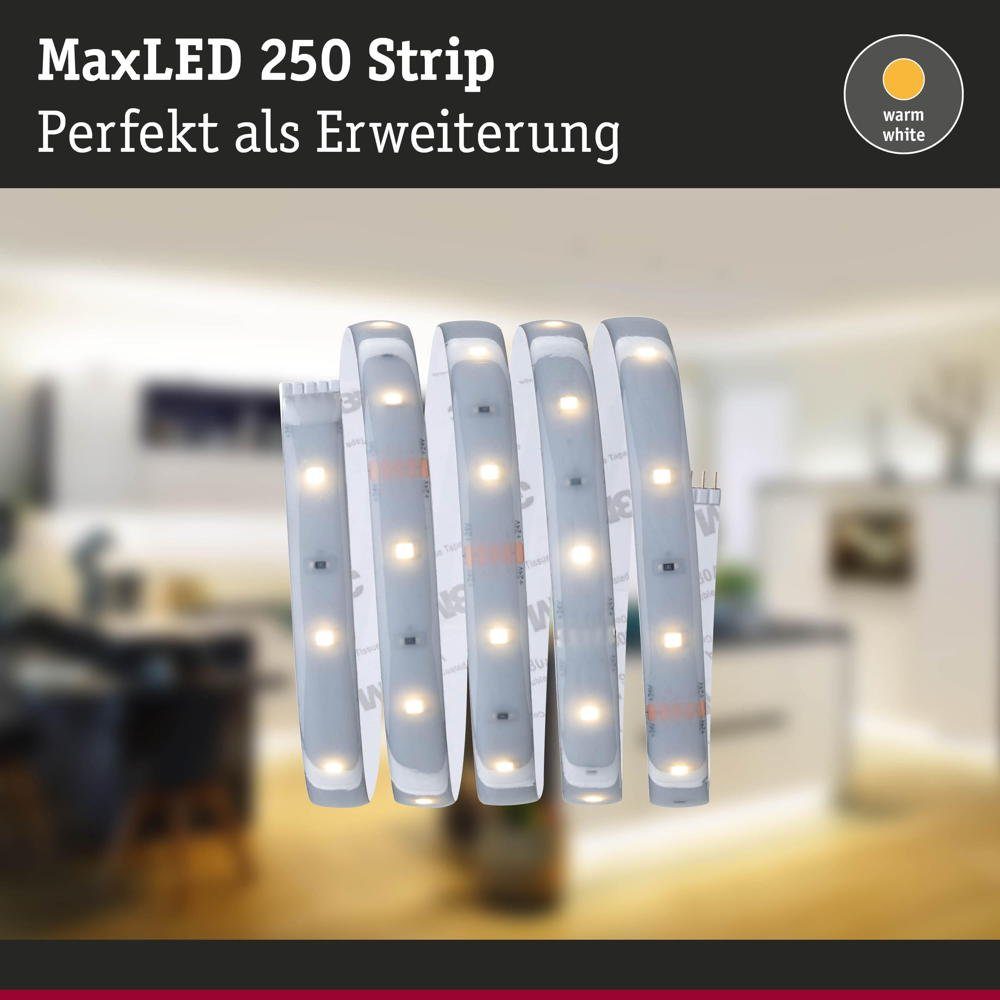 MaxLED 2700K LED Erweiterung 1-flammig, Silber 240lm Streifen 4W Stripe Strip LED in LED Paulmann 1000mm, IP44