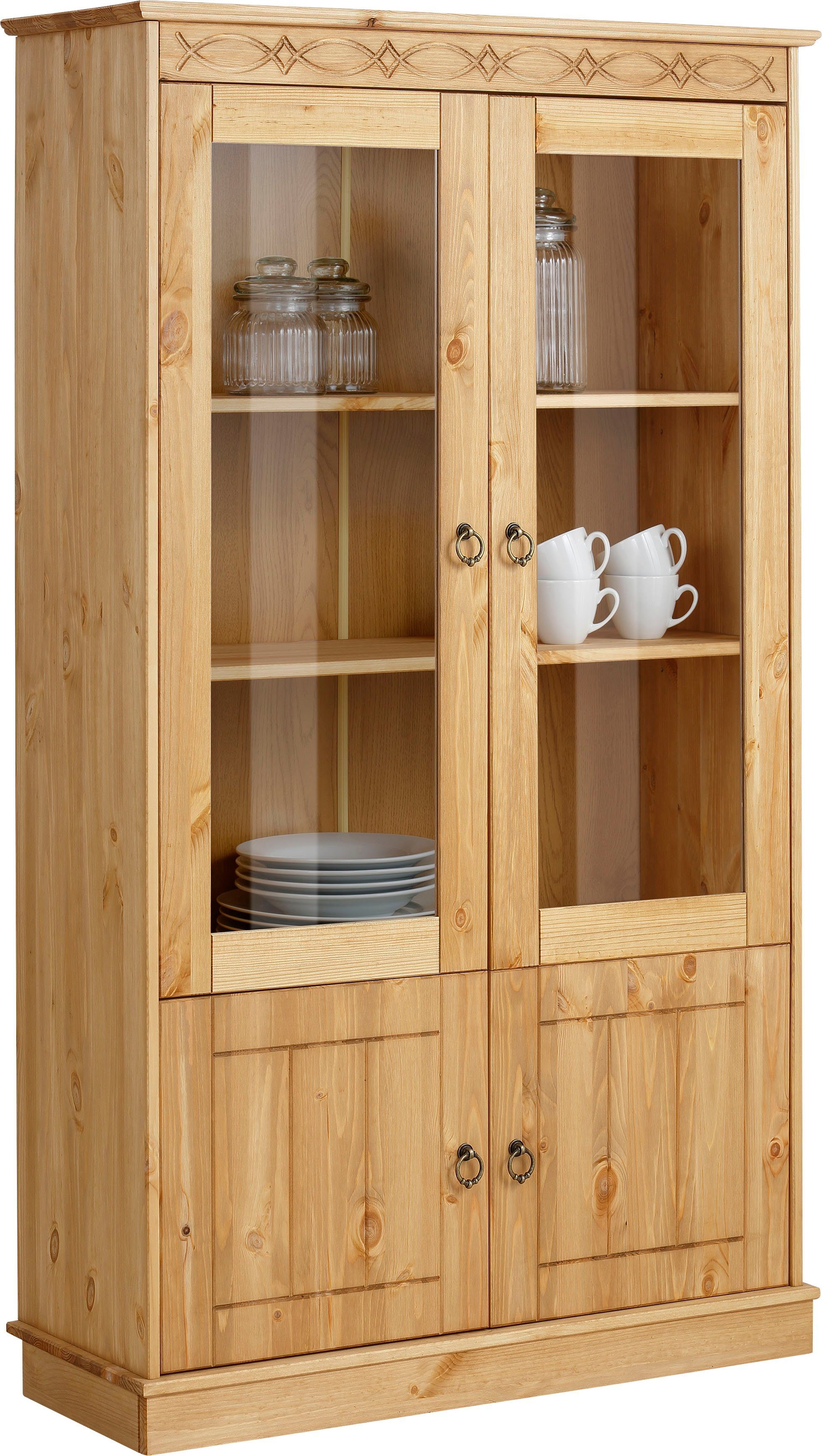 Home affaire Vitrine Indra aus massiver Kiefer, FSC®, Höhe 145 cm, dezentes günstig online kaufen