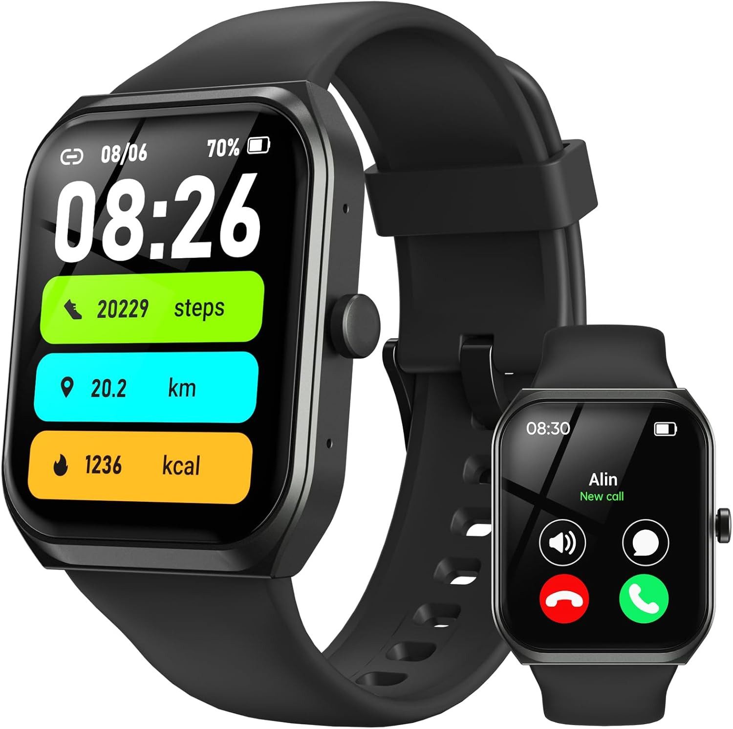 TUYOMA LW76 Smartwatch (4,8 cm, Android ios), Smartwatch mit Bluetooth Anrufen, 100 Sportmodi, 1.91 Zoll Display