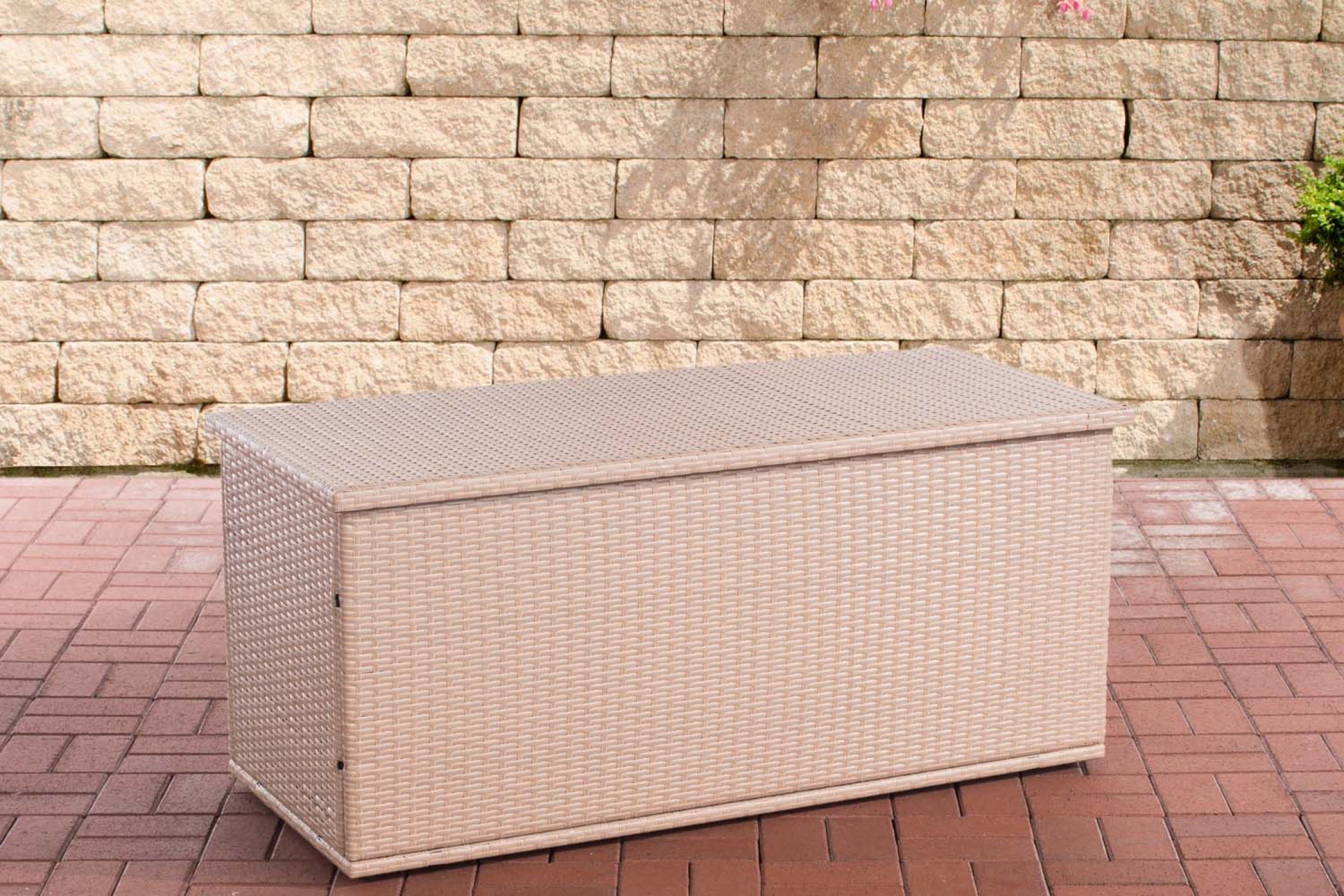 TPFGarden Auflagenbox Comfort - aus UV-beständigem Polyrattan und Aluminium-Gestell (Aufbewahrungsbox Garten - wasserdichte Gartentruhe, Gartenbox mit 2 hochwertigen Gasliftdämpfer), Maße: Volumen 785 Liter - Außenmaße: (TxBxH): 84 x 148 x 85cm