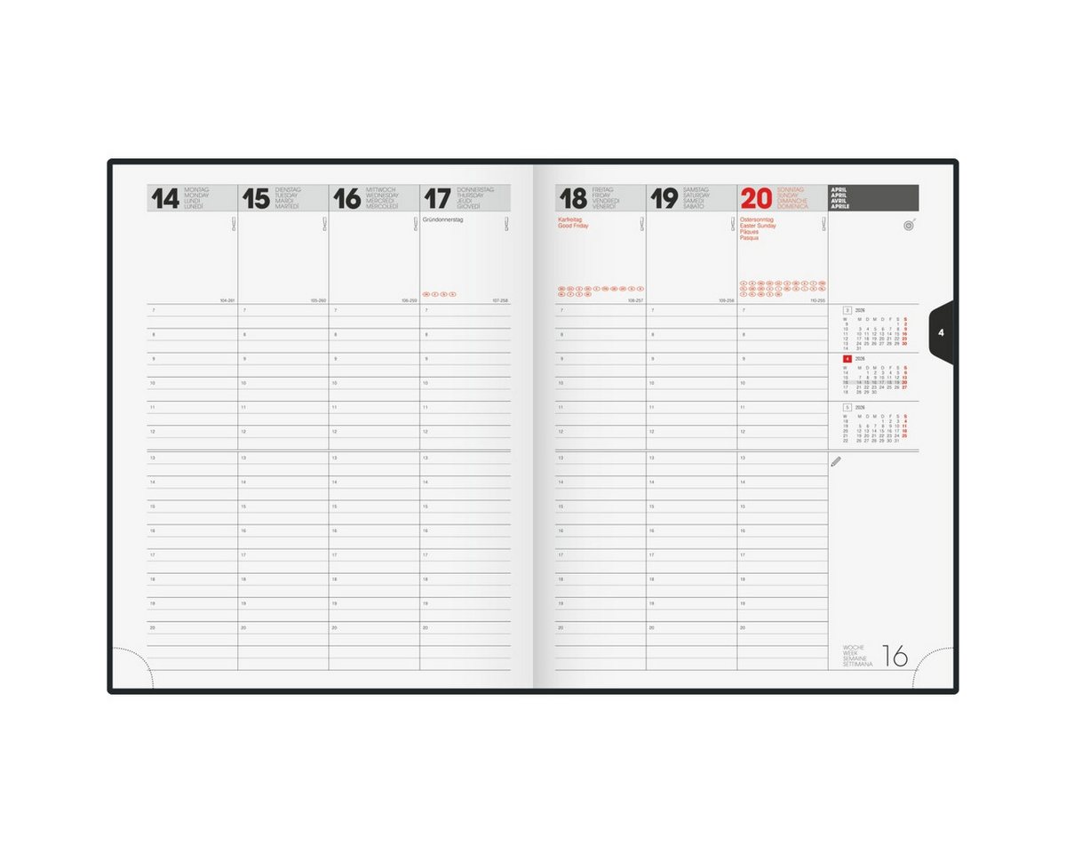 Thumbnail - BRUNNEN Buchkalender Buchkalender Manager Wt 7 21x26cm 1 Woche/2 Seiten Kunstleder-Einband.
