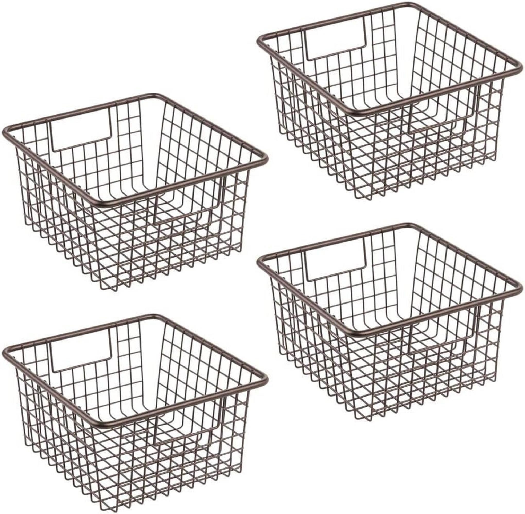 mDesign Aufbewahrungssystem mDesign 4er-Set Drahtkorb Metall Gitterbox Speisekammer Griff Bronze