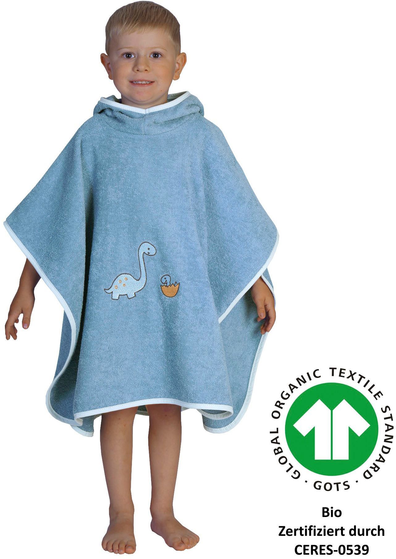 Wörner Badeponcho Dinofamilie, Baumwolle, Kapuze, maschinenwaschbar, trocknergeeignet