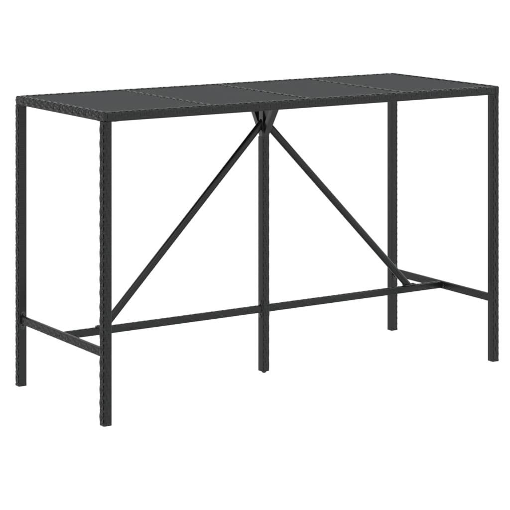 vidaXL Gartentisch Bartisch mit Glasplatte Schwarz günstig online kaufen