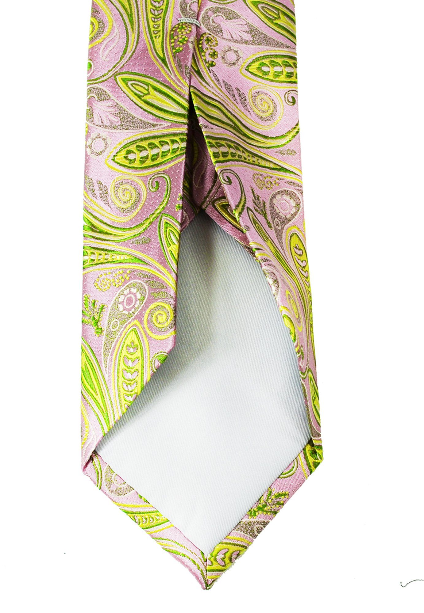 S14113-30 Krawatte 7-Fold mit elegant Seide grün hellgrün 100% paisley Malone Paul (Set, grün Schlips Einstecktuch) Seidenkrawatte rosa rosa 2-St., modern