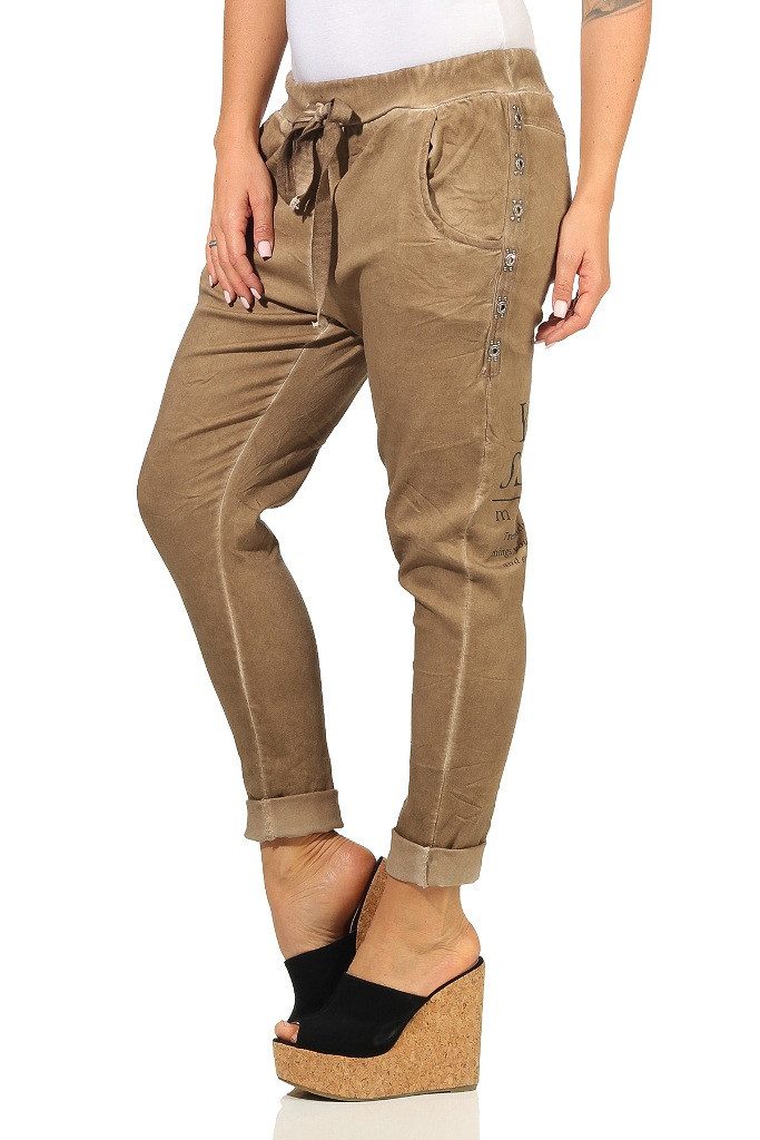 Mississhop Chinohose Trendige Jogger-Hose mit Print günstig online kaufen