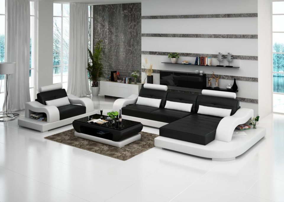 JVmoebel Ecksofa, Ledersofa Couch Wohnlandschaft Ecksofa Eck Sessel Design Modern Sofa
