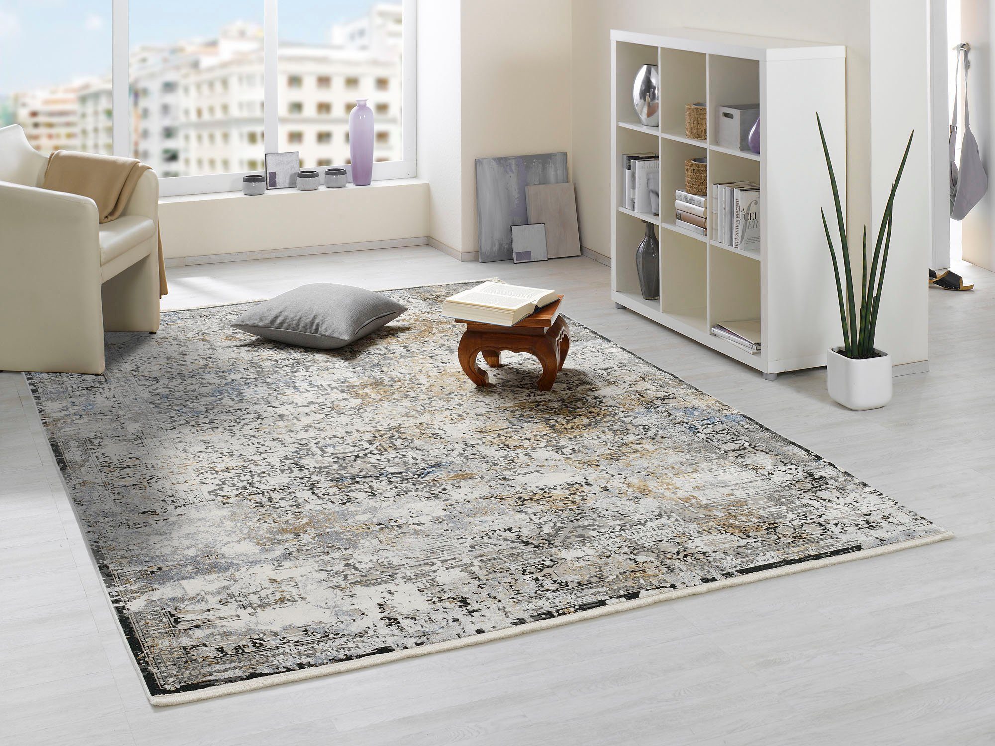 OCI DIE TEPPICHMARKE Teppich IMPRESSION CASSINA, rechteckig, Höhe: 8 mm, Vintage, feine Fransen, leichter Glanz durch Viskose, Wohnzimmer