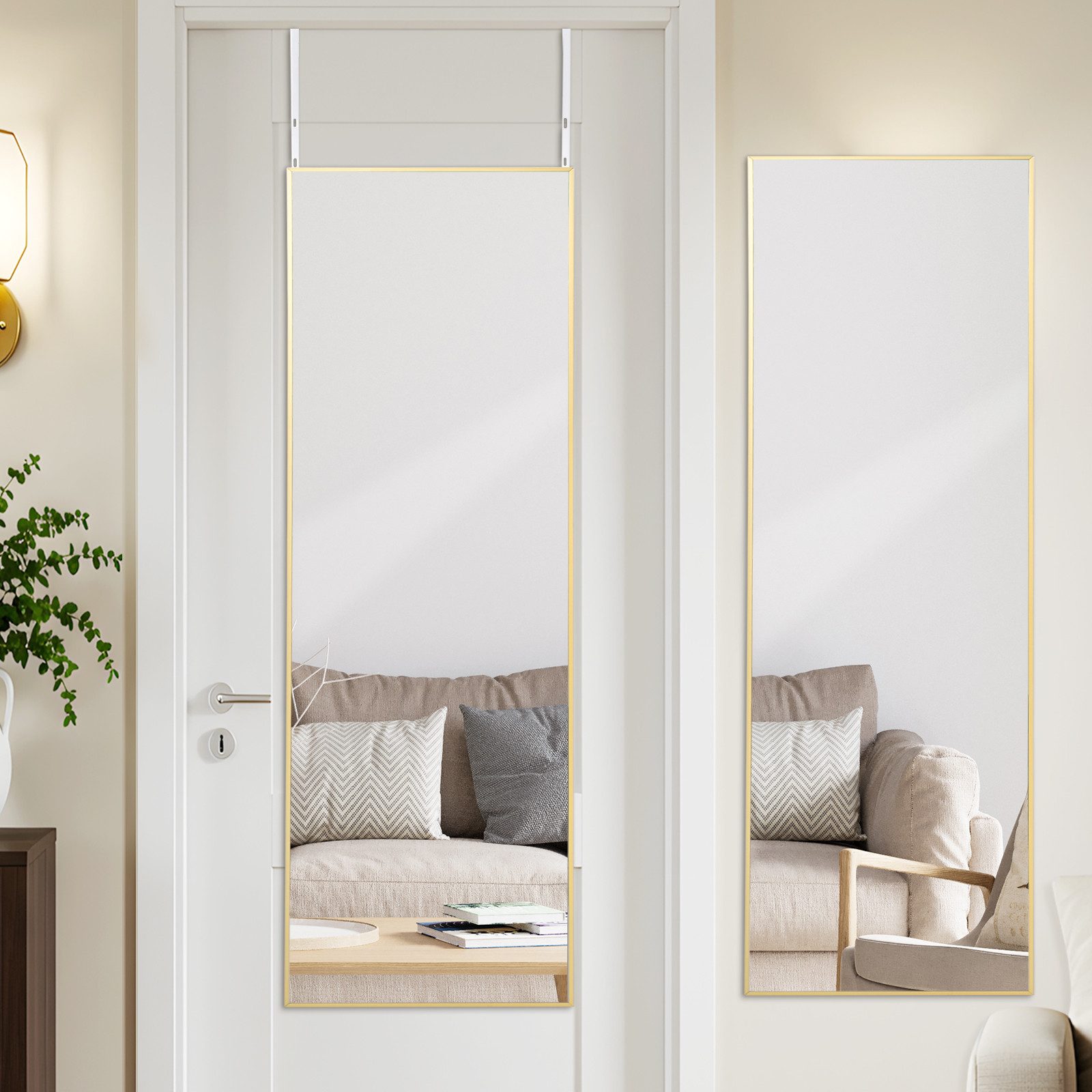 LUNAMIRROR Wandspiegel mit Aluminiumrahmen, aus HD Glas (1-St), rechteckig, bruchsicher, ohne Bohren