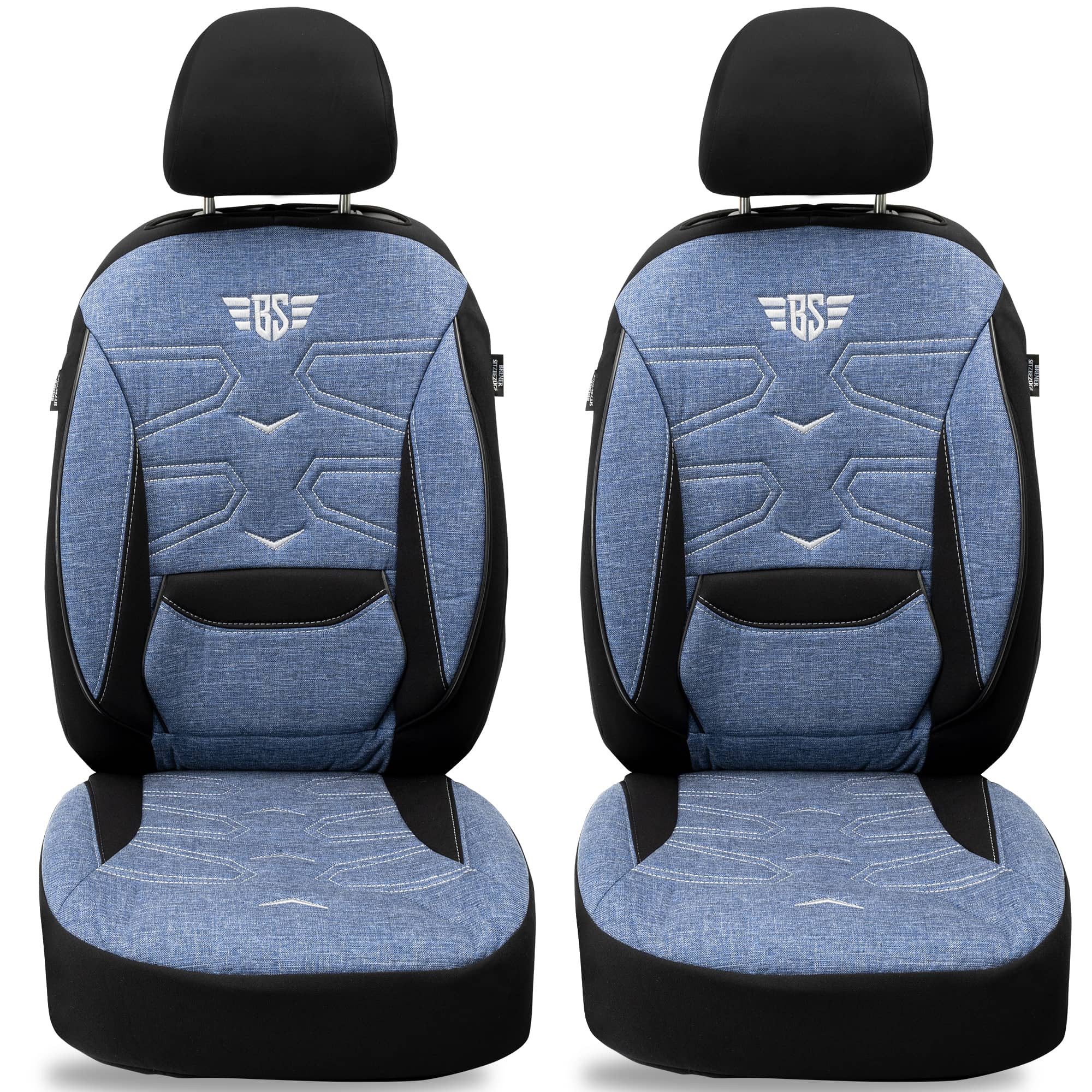 BREMER SITZBEZÜGE Autositzbezug für Audi A5 F5 Bj ab 2016 (KT306), Set, Schonbezüge Sitzbezüge Fahrer und Beifahrer, in Schwarz/Blau