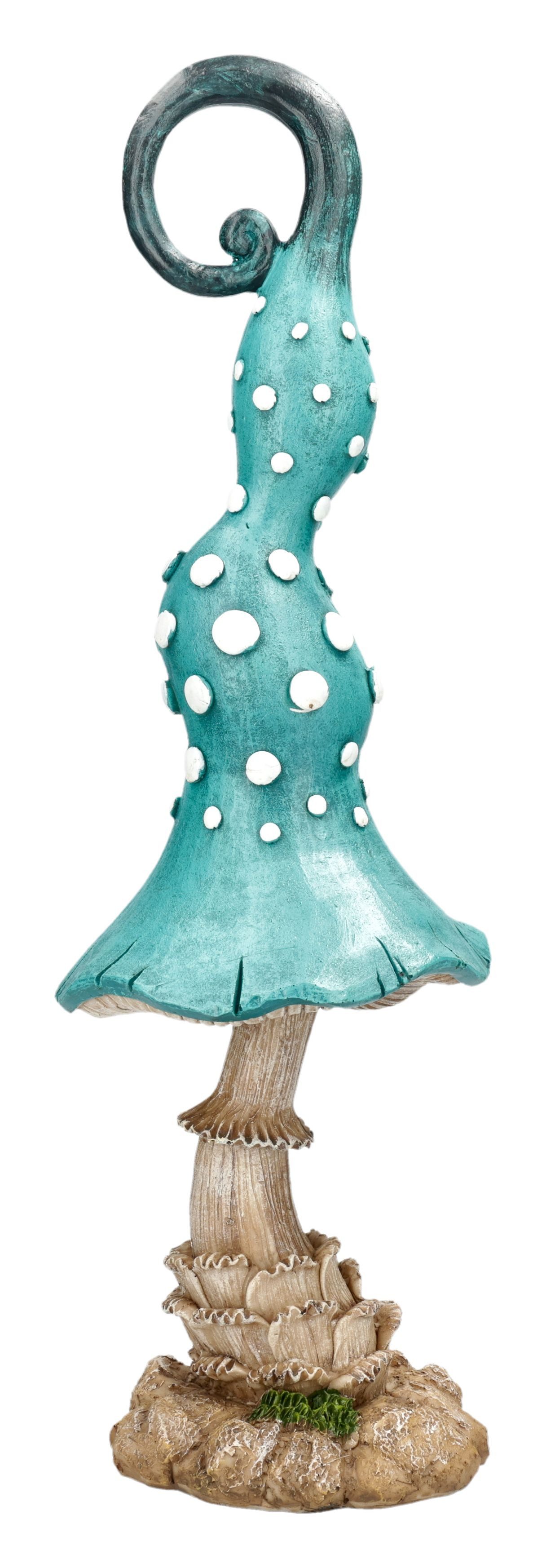 Figuren Shop GmbH Gartenfigur Gartenfigur Pilz – Türkise Deko Statue handbemalt 44 cm wetterfest