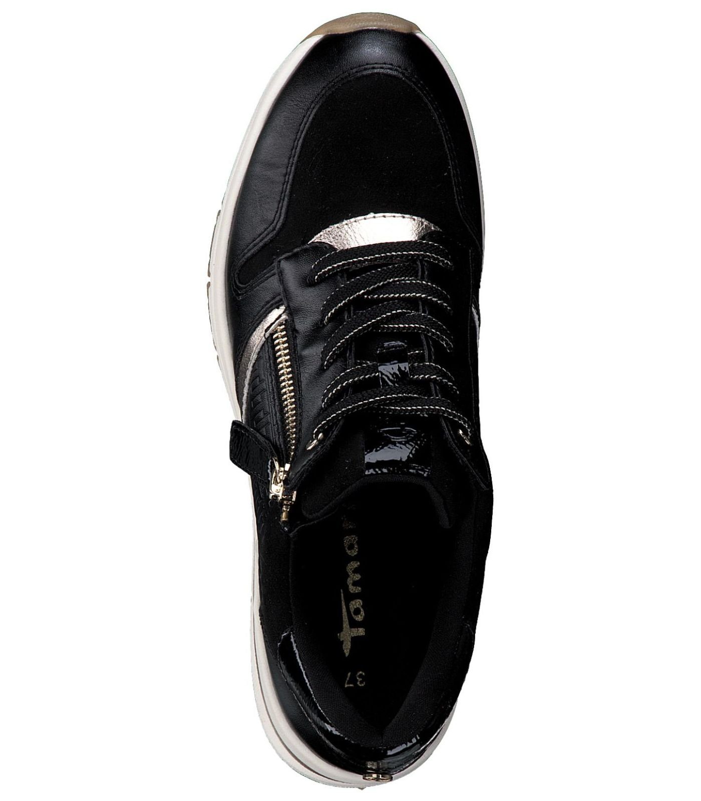 Tamaris Sneaker Lederimitat/Textil (BLACK/GOLD) Schwarz Sneaker